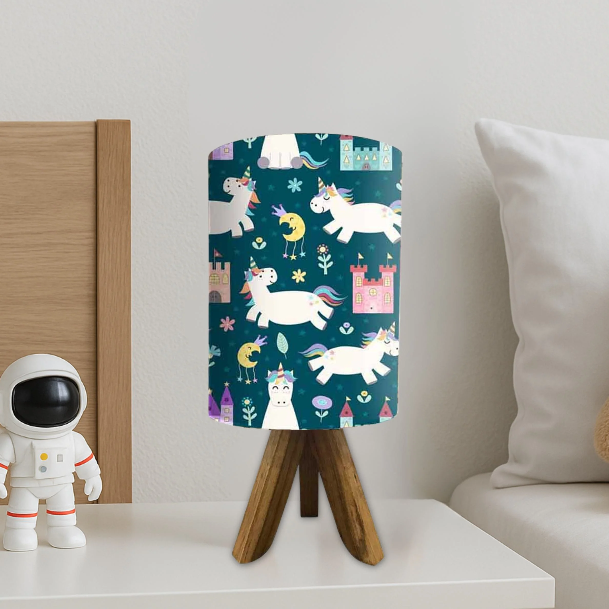 Wood Base Table Lamps For Kids-Cute Unicorn (3W LED Bulb Included) - Image 2