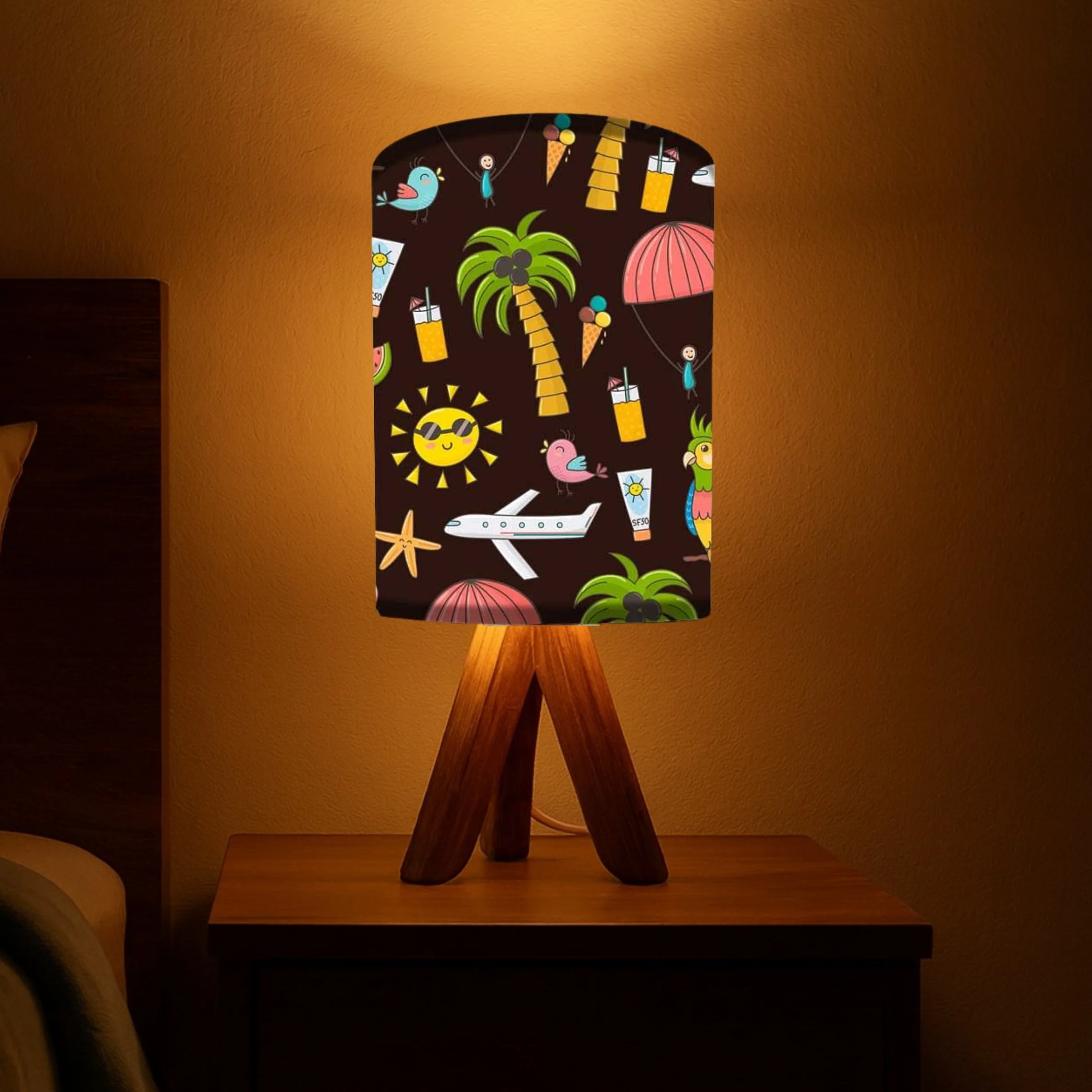 Wooden Bed Lamps For Kids-Beach Collection (3W LED Bulb Included)