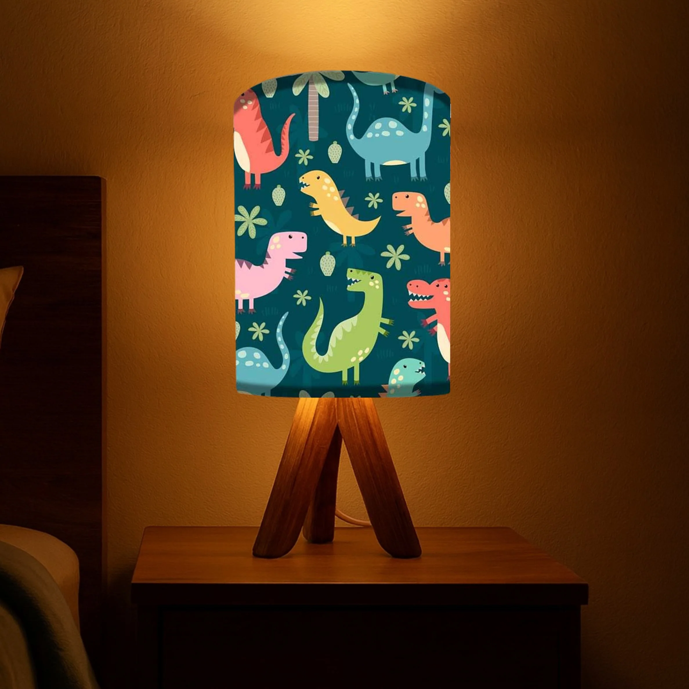 Wooden Table Lamps for living room-Dinosaur (3W LED Bulb Included)
