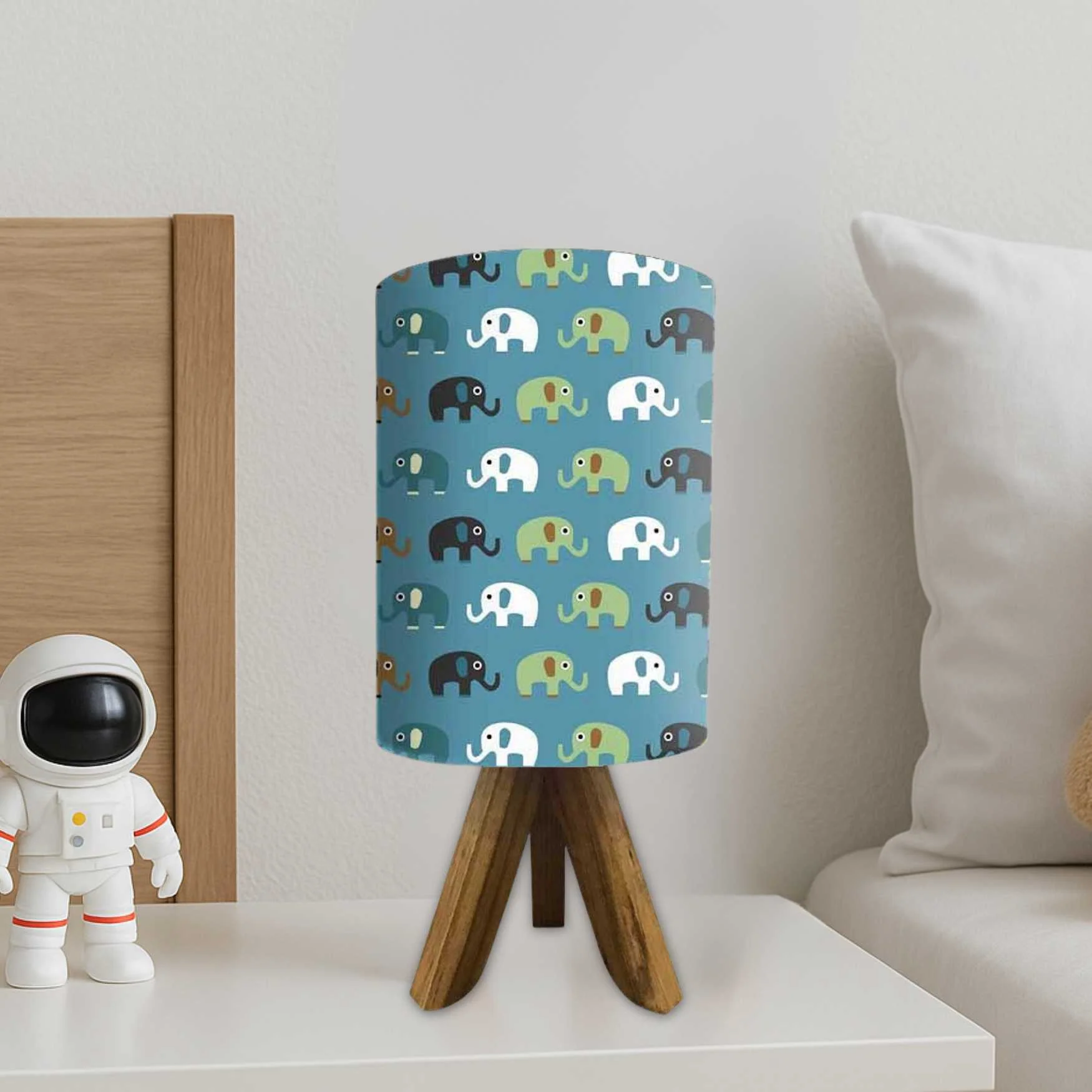 Wooden Lamp Table For Bedroom-Elephants (3W LED Bulb Included) - Image 2