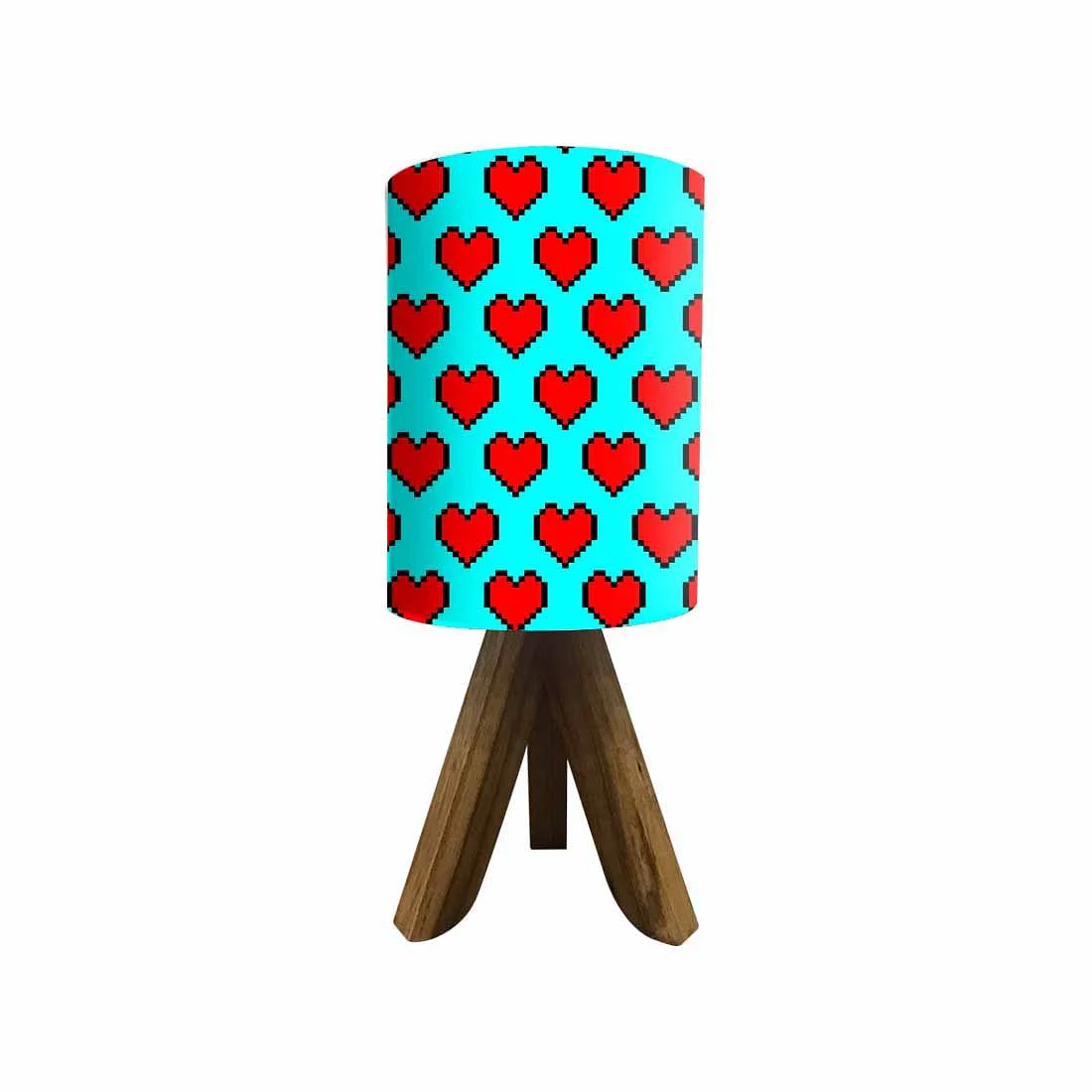 Handmade Wooden Table Lamps For Bedroom-Red Hearts (3W LED Bulb Included) - Image 4