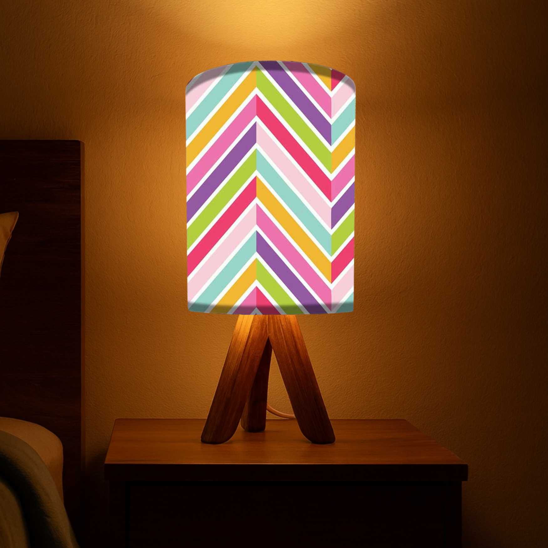 Led Lamp Wood For Bedroom-Cross Lines (3W LED Bulb Included)