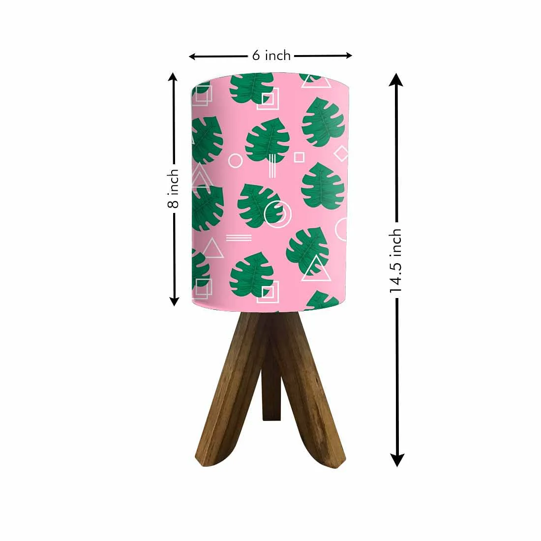 Wooden Table Lamps For Bedroom - Monstera Designs Pink (3W LED Bulb Included) - Image 5