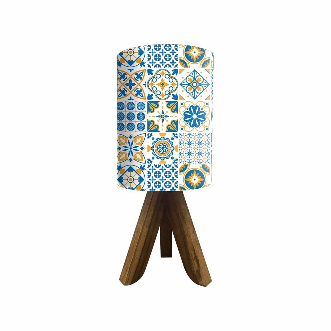 Table Wood Lamp For Bedroom-Spanish Tiles Floral (3W LED Bulb Included) - Image 2
