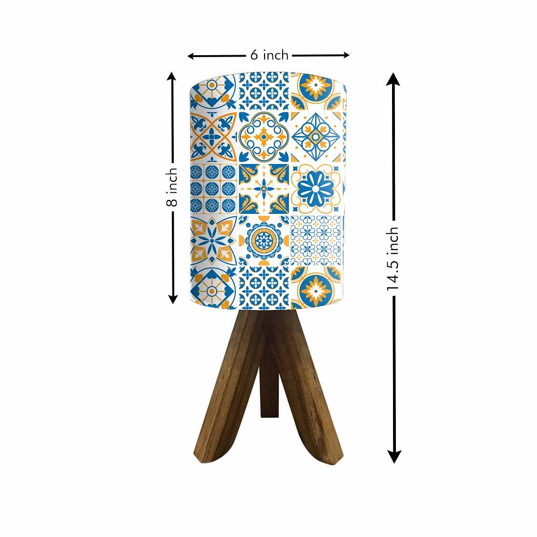 Table Wood Lamp For Bedroom-Spanish Tiles Floral (3W LED Bulb Included) - Image 5