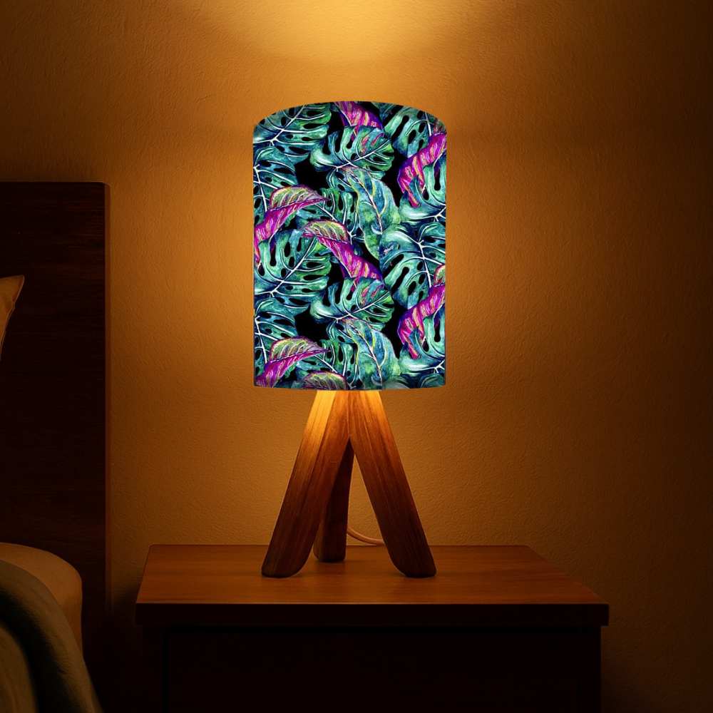Wooden Bed Side Lamps For Bedroom-Colorful Leaves (3W LED Bulb Included)