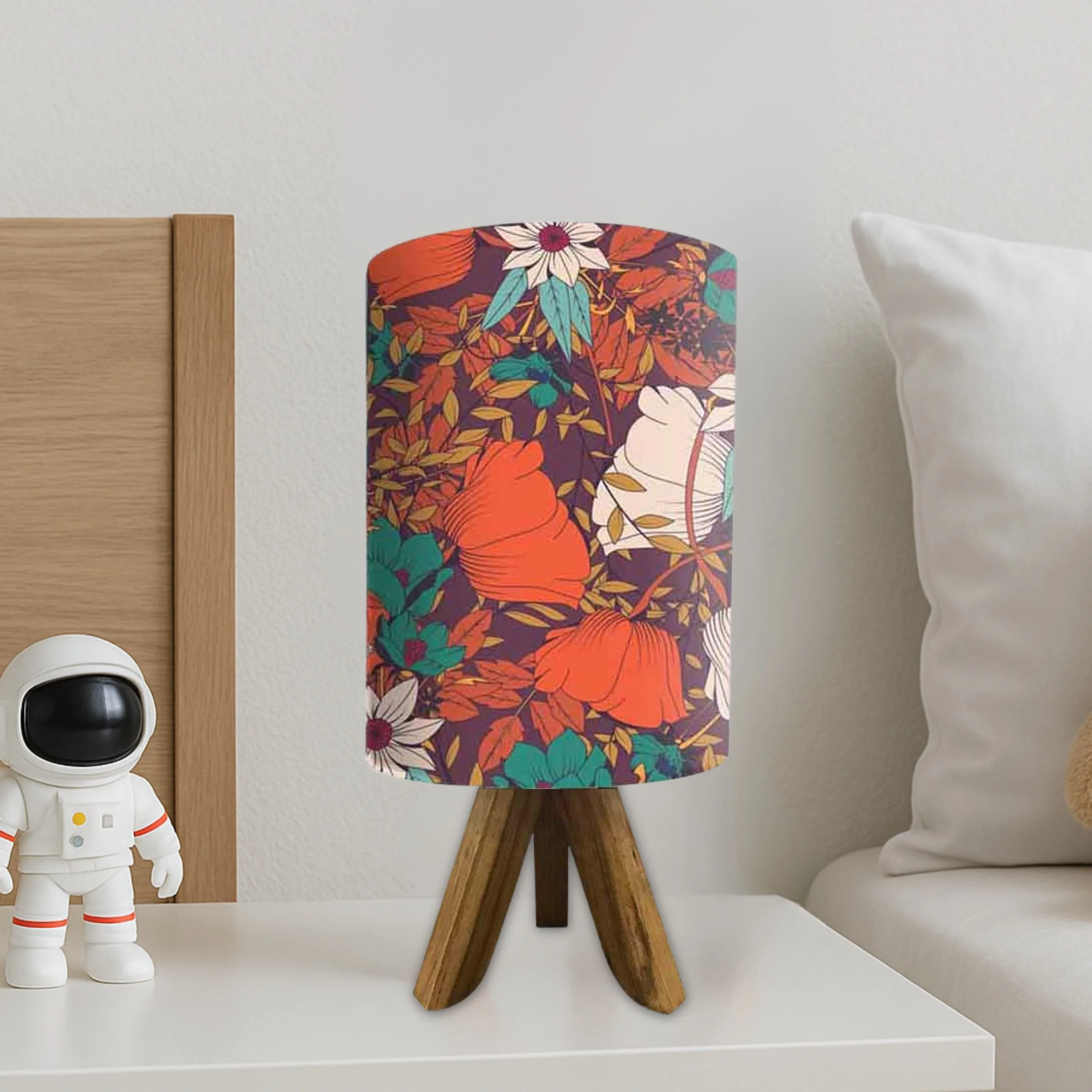 Mini Wooden Lamp Table For Bedroom Living Room-Elegance Orange (3W LED Bulb Included) - Image 2