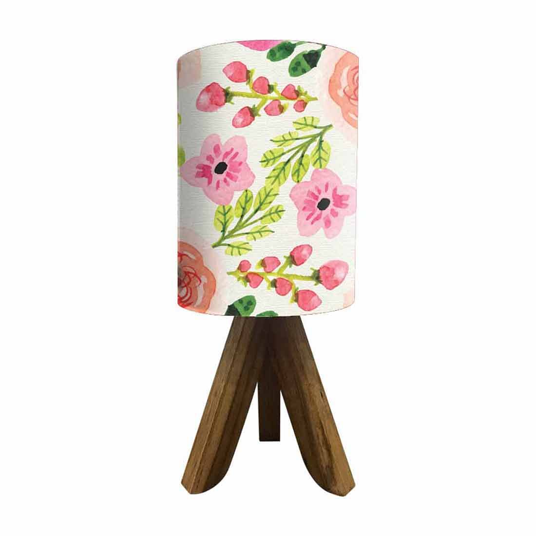 Small Wooden Bedside Table Lamps For Bedroom Living Room-Watercolor Flower (3W LED Bulb Included) - Image 4