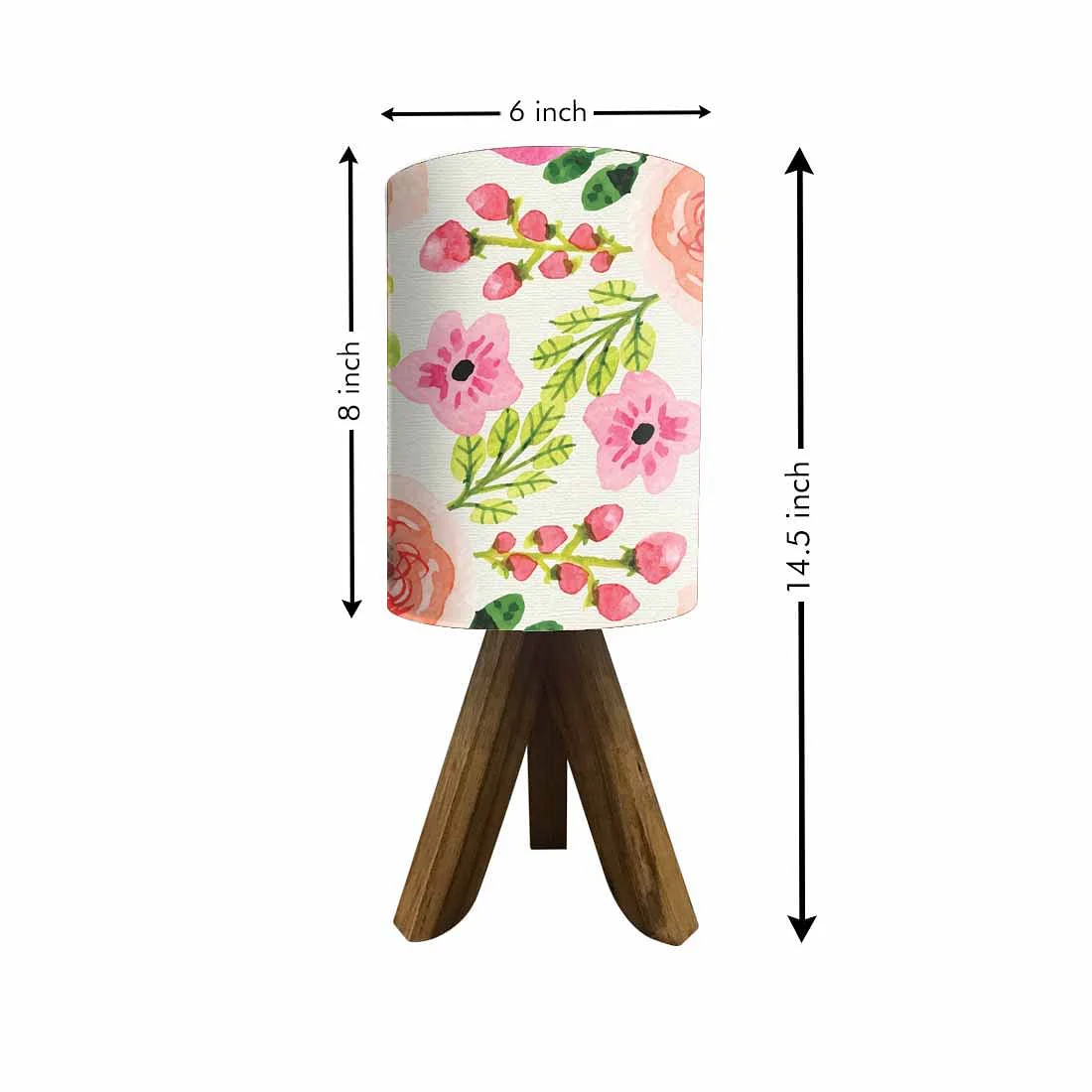 Small Wooden Bedside Table Lamps For Bedroom Living Room-Watercolor Flower (3W LED Bulb Included) - Image 5