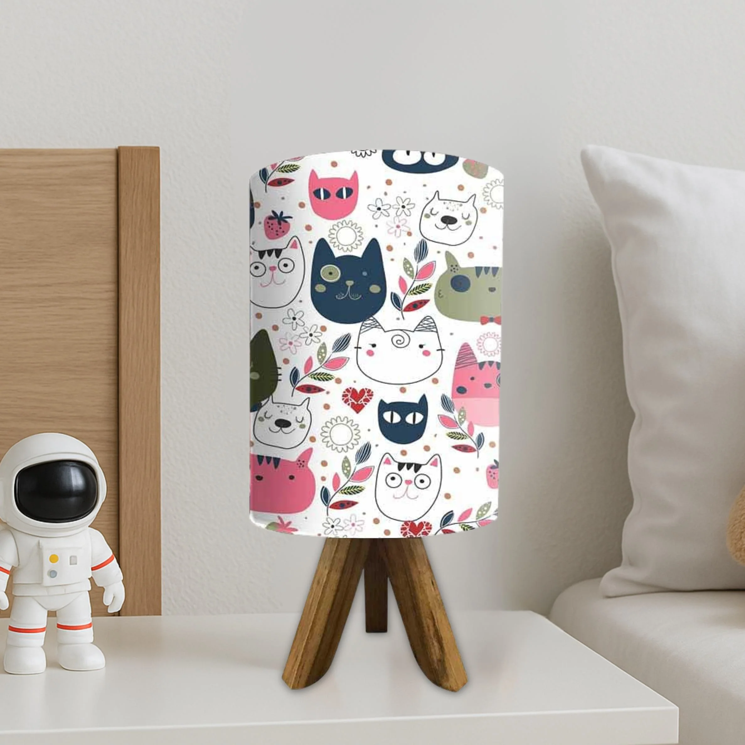 Wooden Stick Lamp For Bedroom-Cute Cats (3W LED Bulb Included) - Image 2