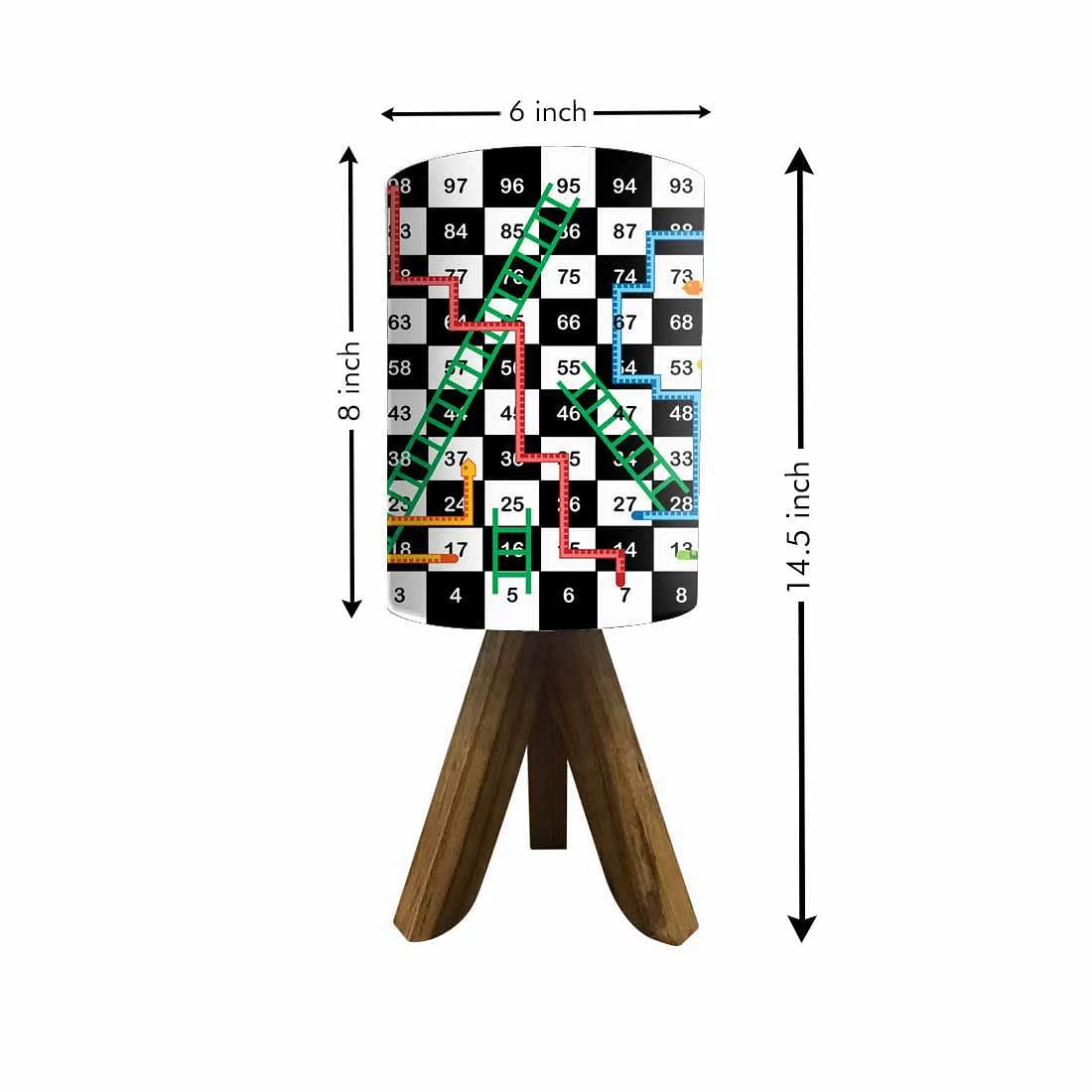 Natural Wood Table Lamp For Bedroom - Snake & Ladder (3W LED Bulb Included) - Image 5