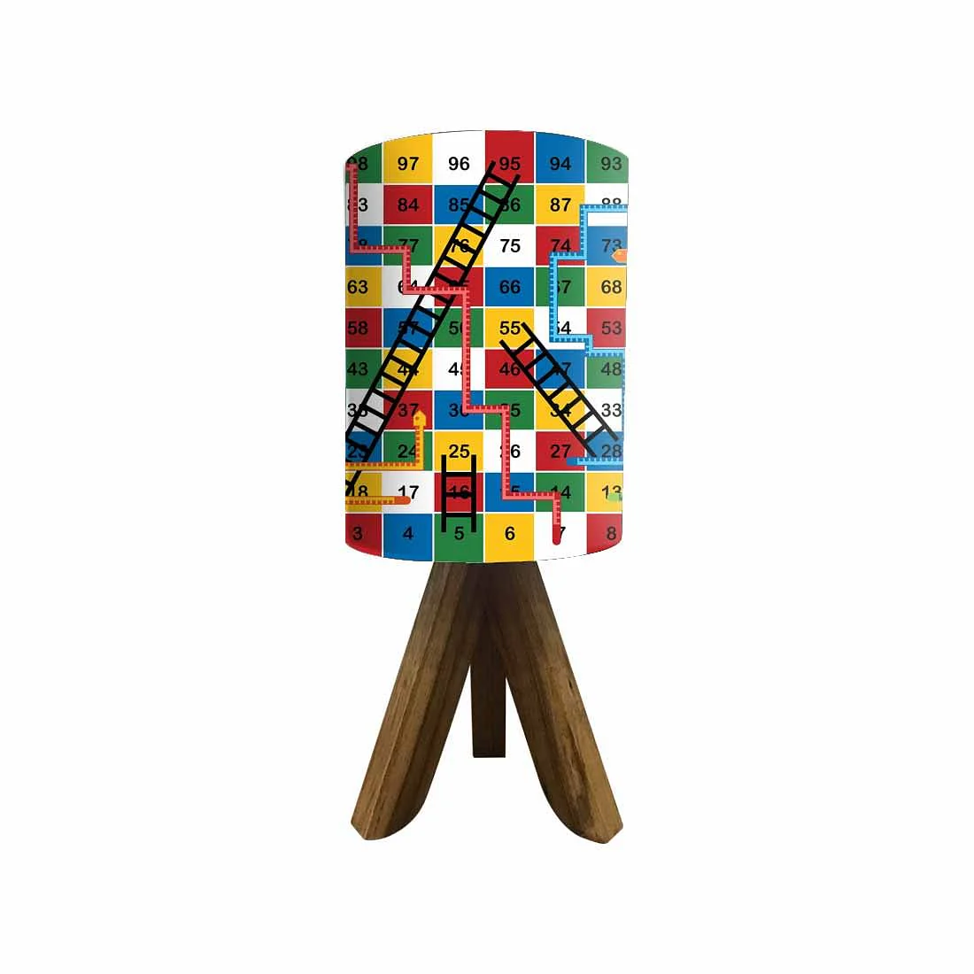 Sheesham Wood Lamp Table For Bedroom-Multicolor Snake & Ladder (3W LED Bulb Included) - Image 4