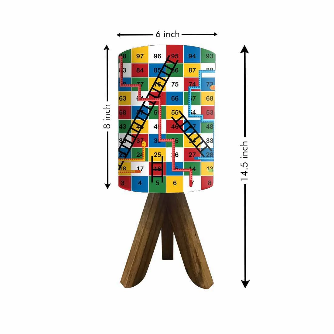 Sheesham Wood Lamp Table For Bedroom-Multicolor Snake & Ladder (3W LED Bulb Included) - Image 5
