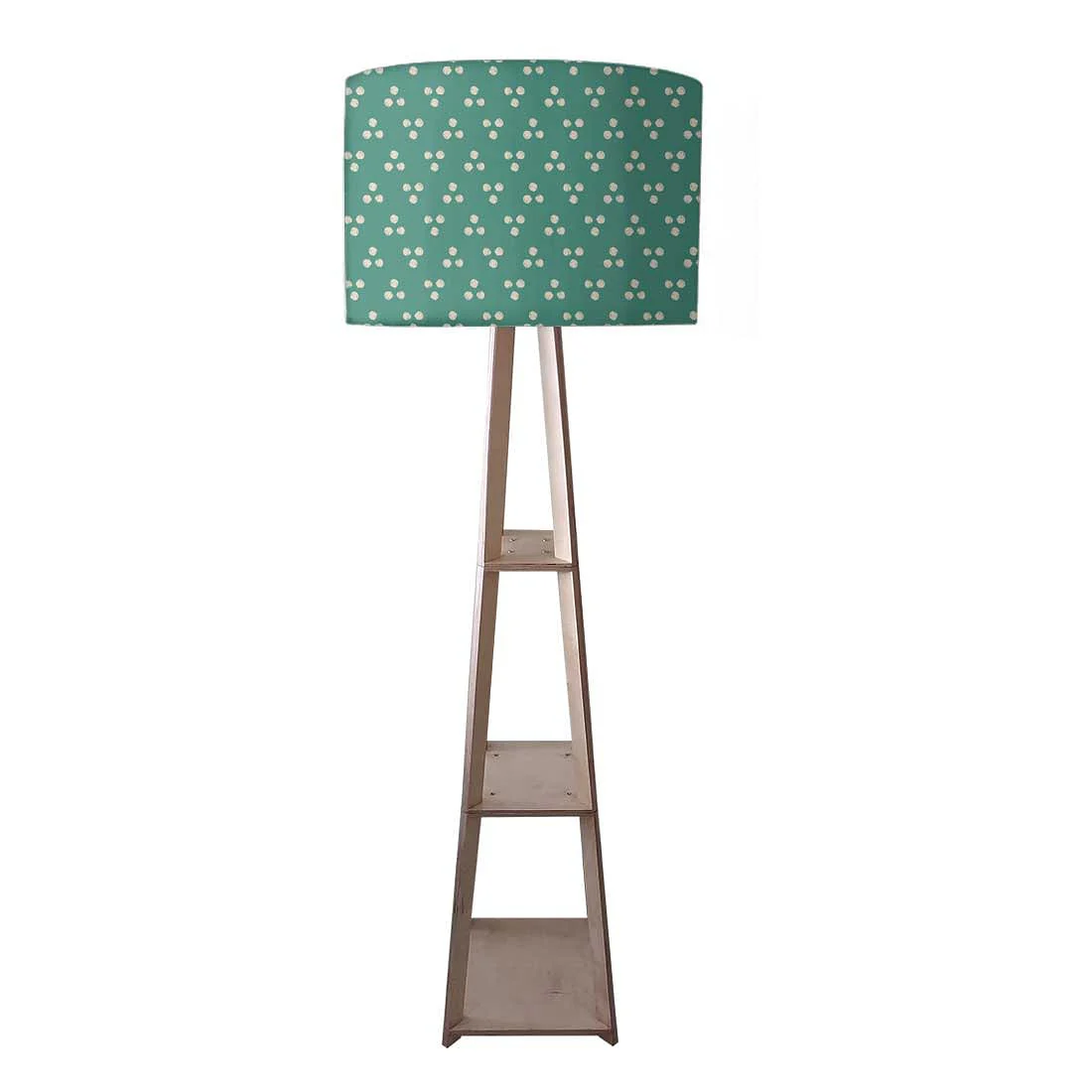 Large Wooden Floor Lamp - Blue Dots