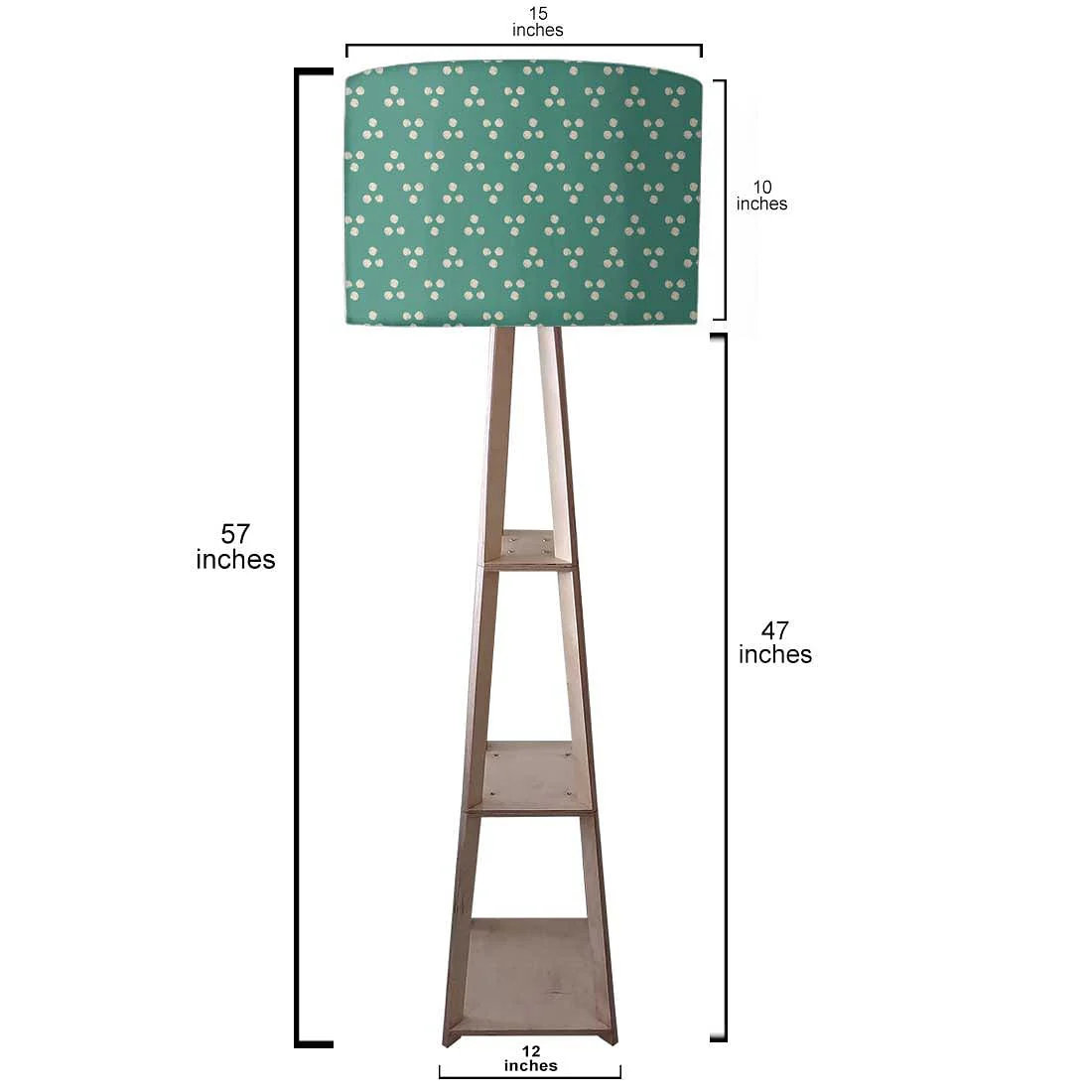 Large Wooden Floor Lamp - Blue Dots - Image 3