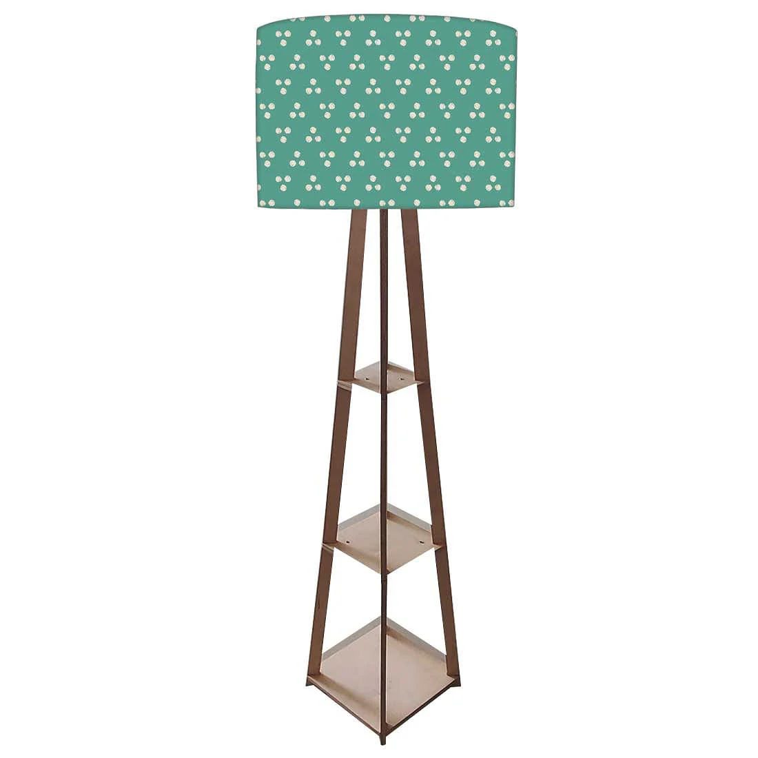Large Wooden Floor Lamp - Blue Dots - Image 4