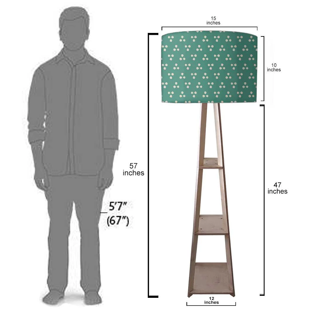 Large Wooden Floor Lamp - Blue Dots - Image 7