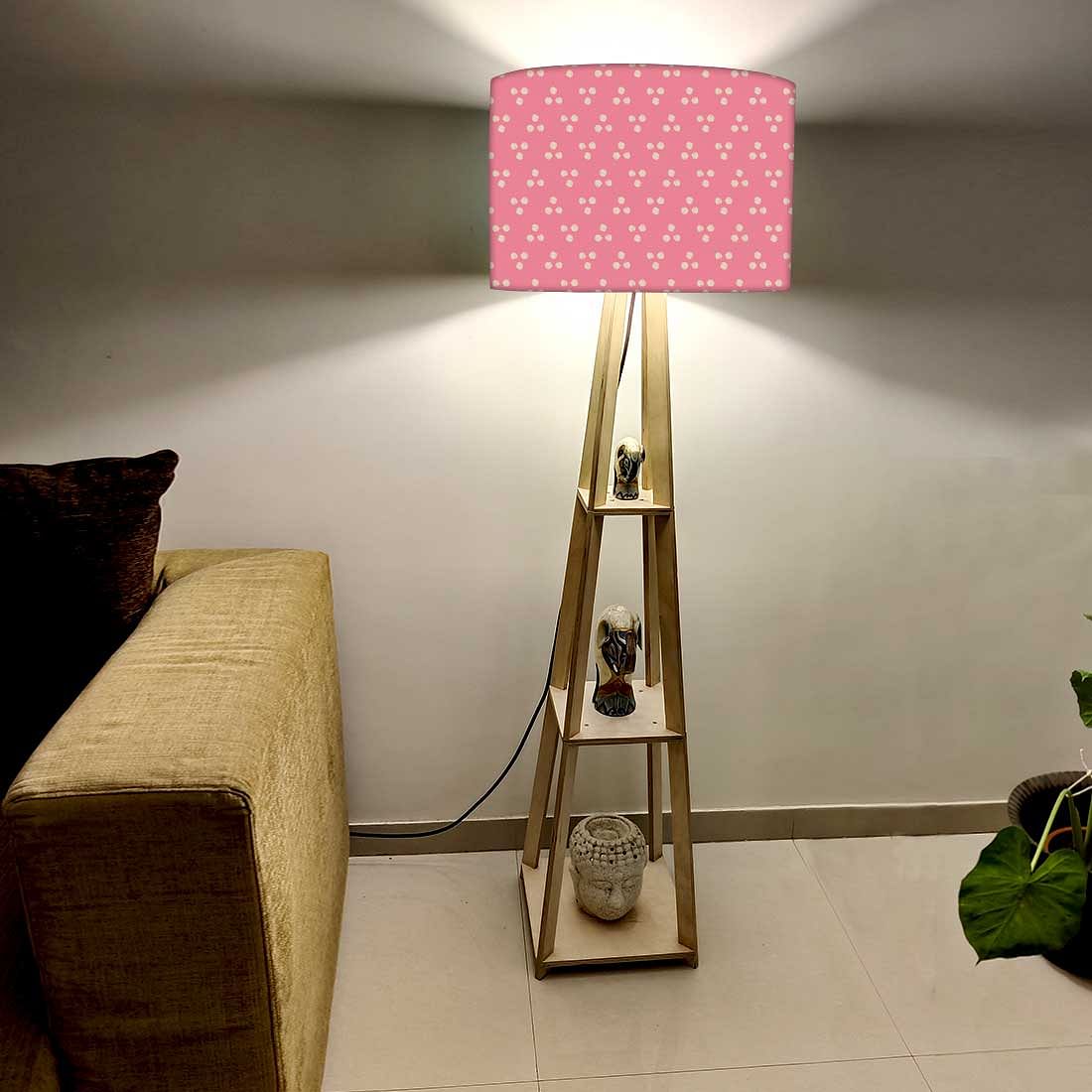 Tripod Wooden Floor Lamps for Bedroom - Pink Dots - Image 2