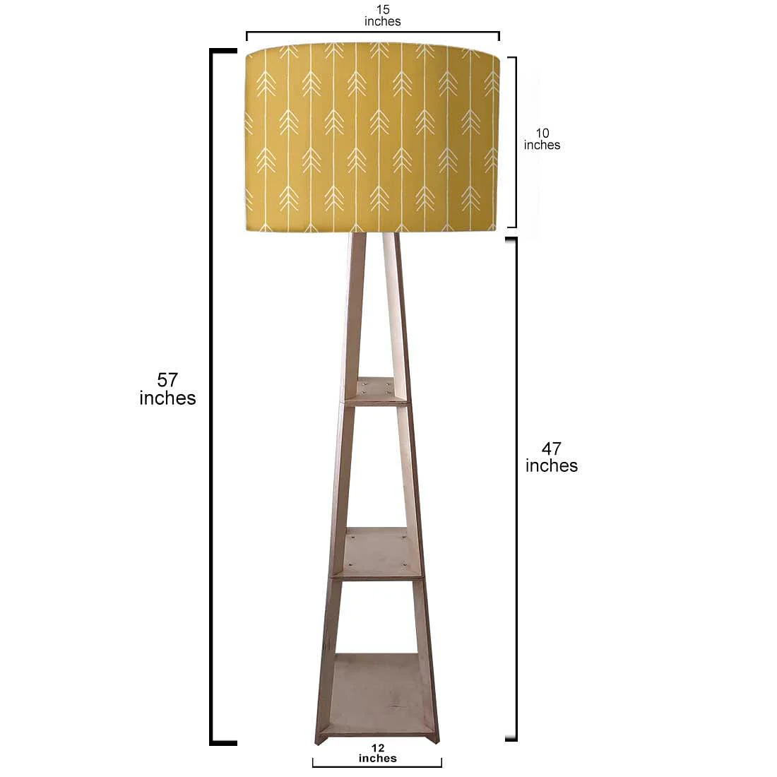 Yellow Wooden Floor Lamps with Shelf for Bedroom - Image 4