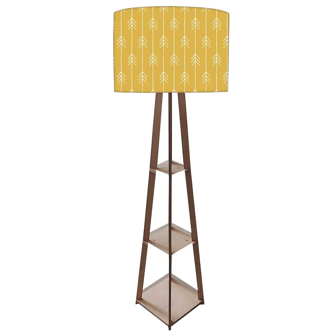 Yellow Wooden Floor Lamps with Shelf for Bedroom - Image 5