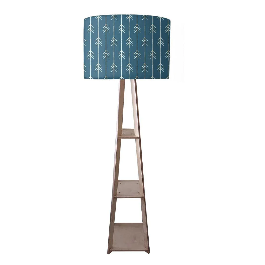 Wooden Floor Lamp - Blue Arrows