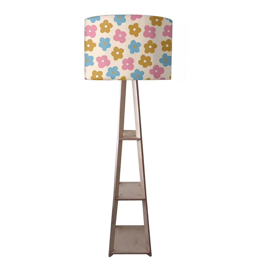 Wooden Tripod Floor Lamp for Kids Room - Pastel Flowers - Image 3