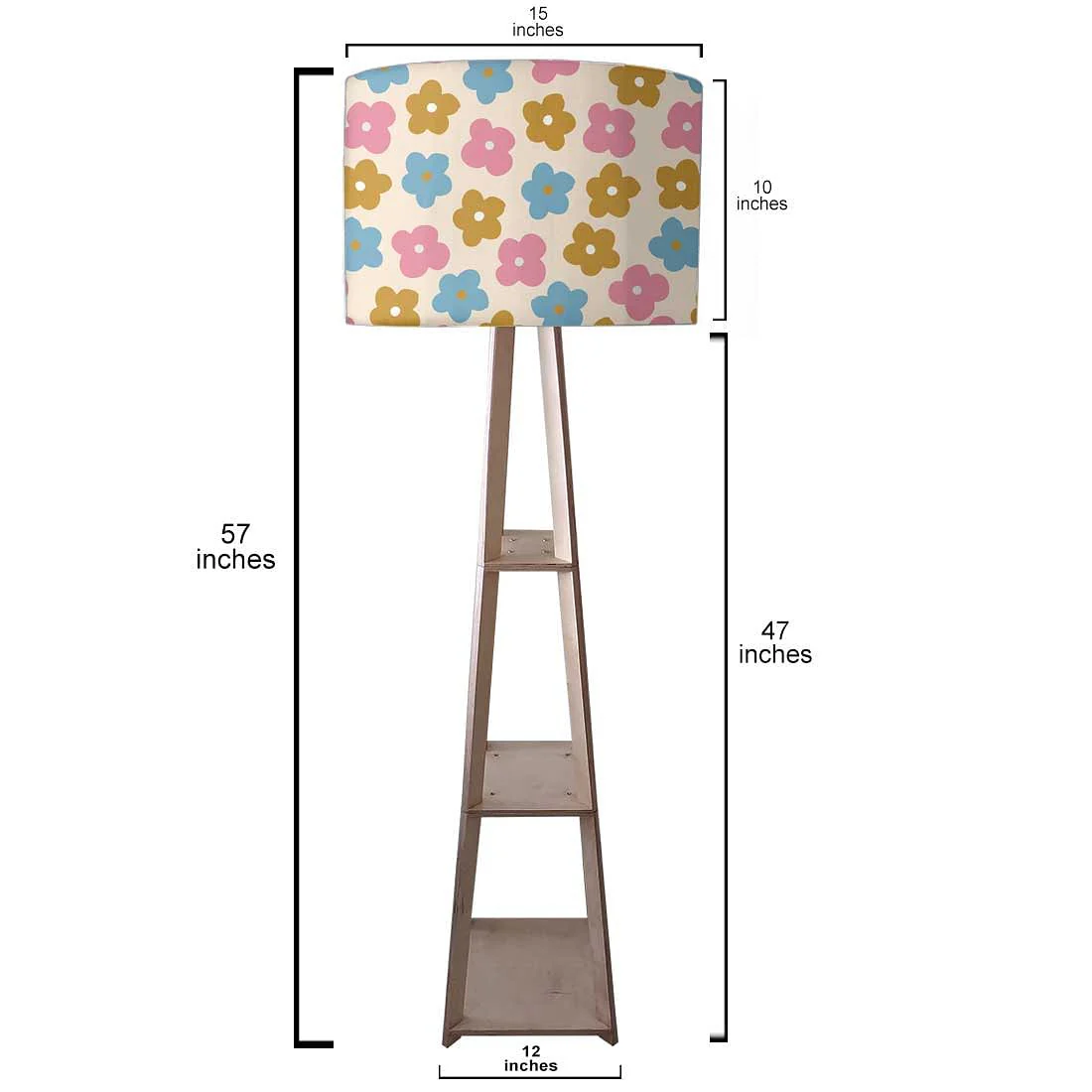 Wooden Tripod Floor Lamp for Kids Room - Pastel Flowers - Image 4