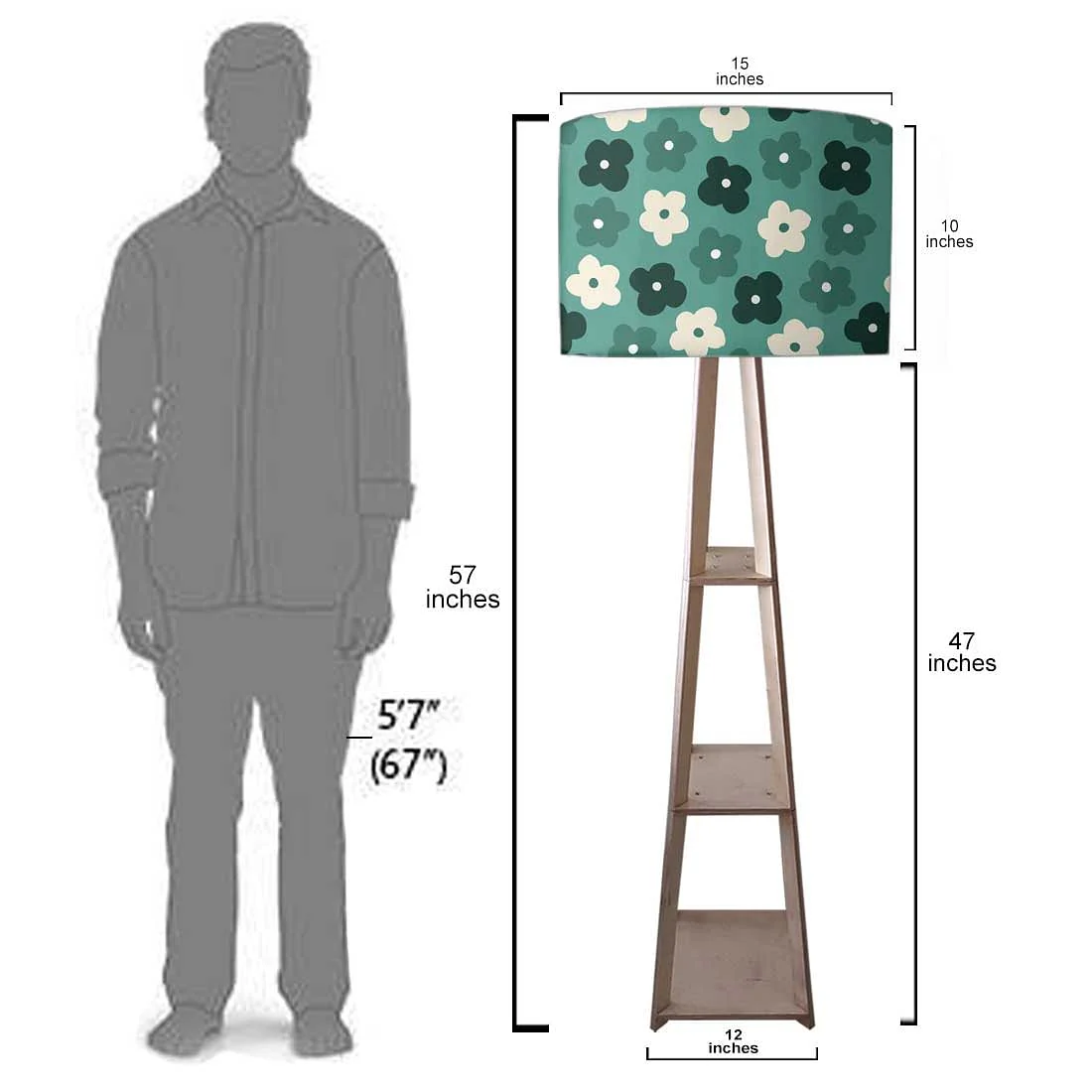 Floor Lamps For Living Room - Teal Flowers - Image 7