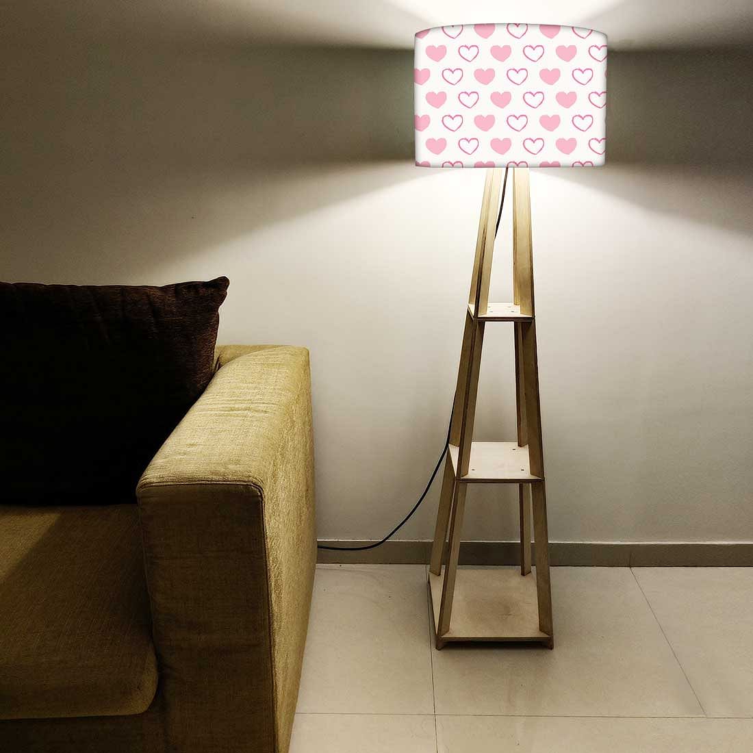 Large Wooden Floor Lamp - Pink Hearts - Image 5