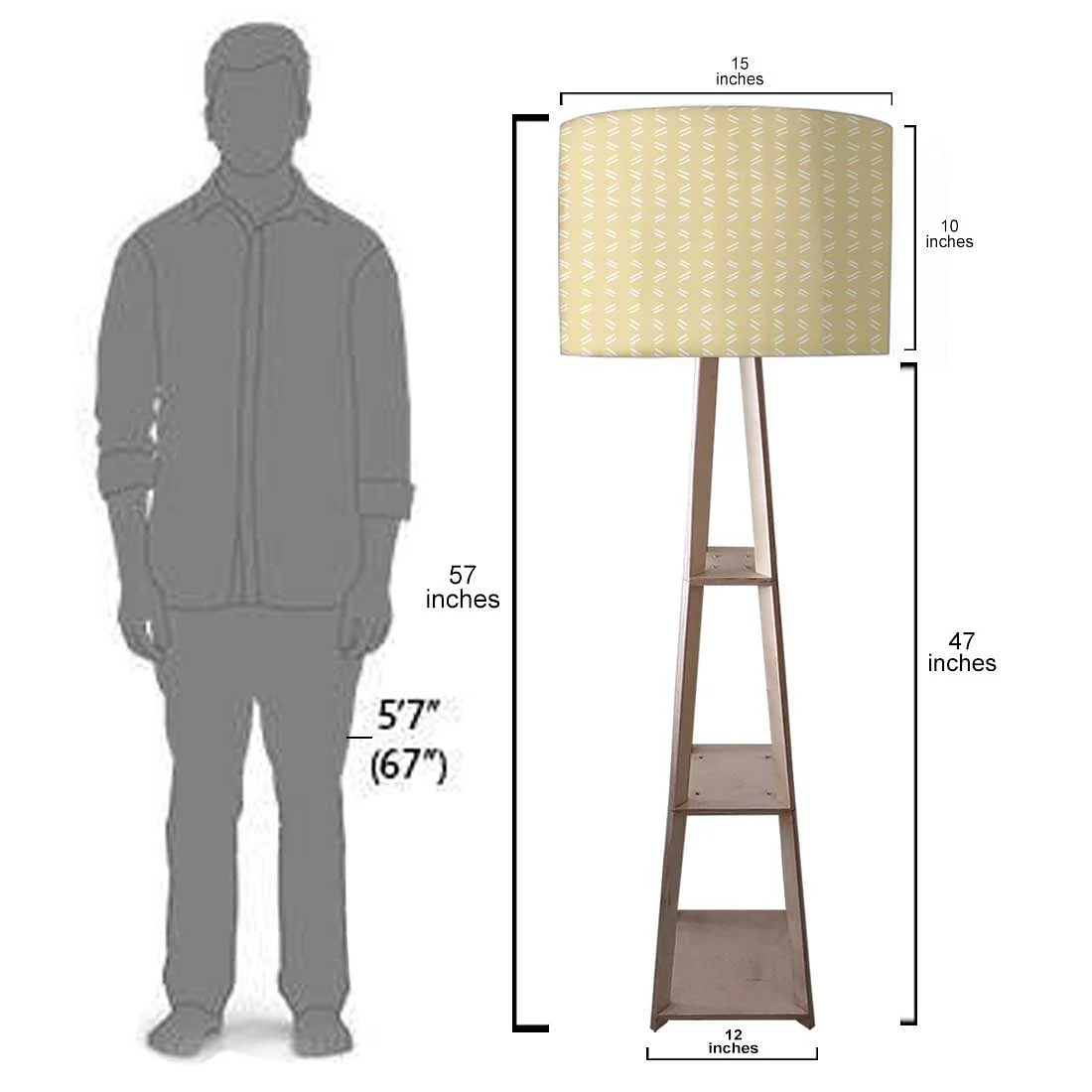 Standing Light Lamps for Bedside Lights- Yellow Shade - Image 7