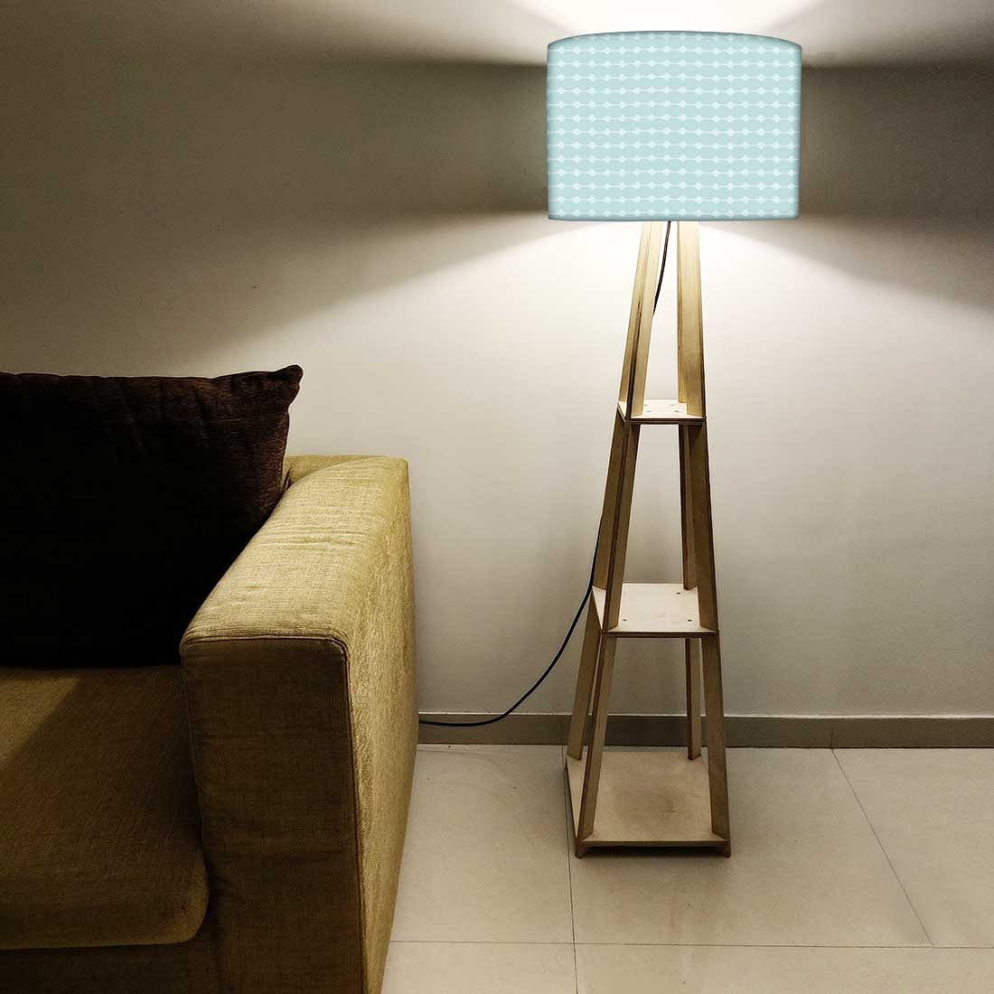 Tall Wooden Standing Lamps - Blue Lines - Image 5