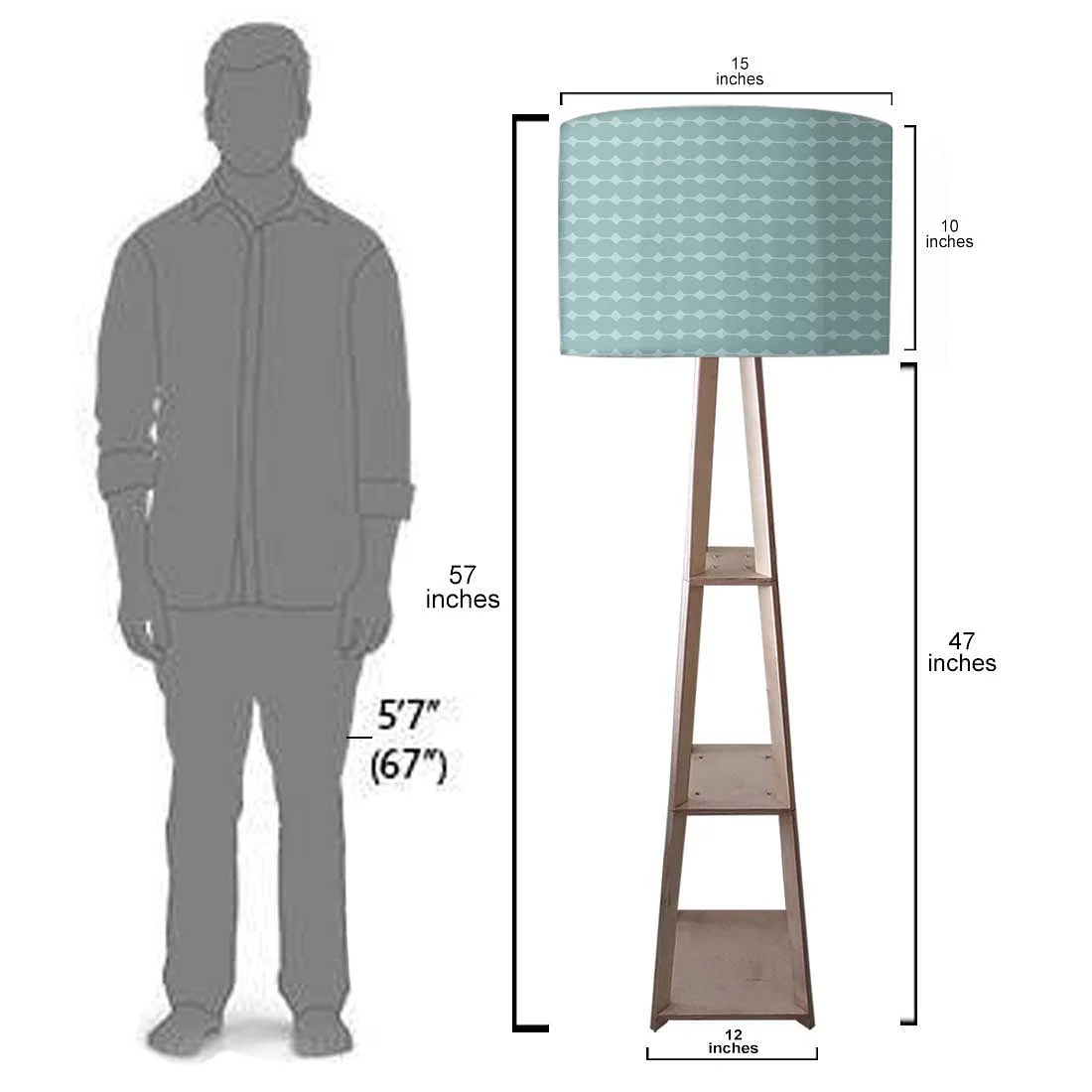 Tall Wooden Standing Lamps - Blue Lines - Image 7