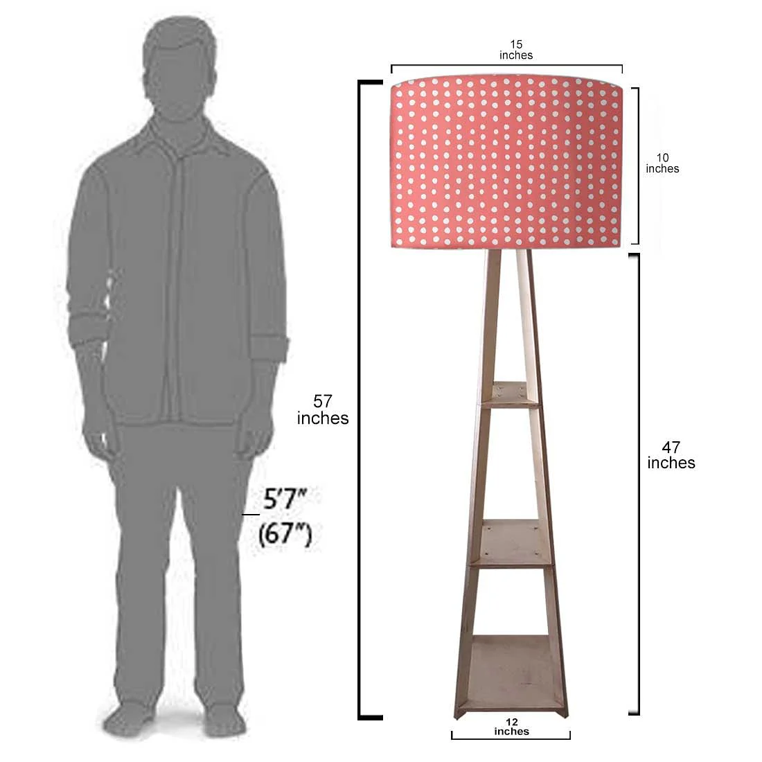 Floor Lamp with Shelves - White Dots - Image 7