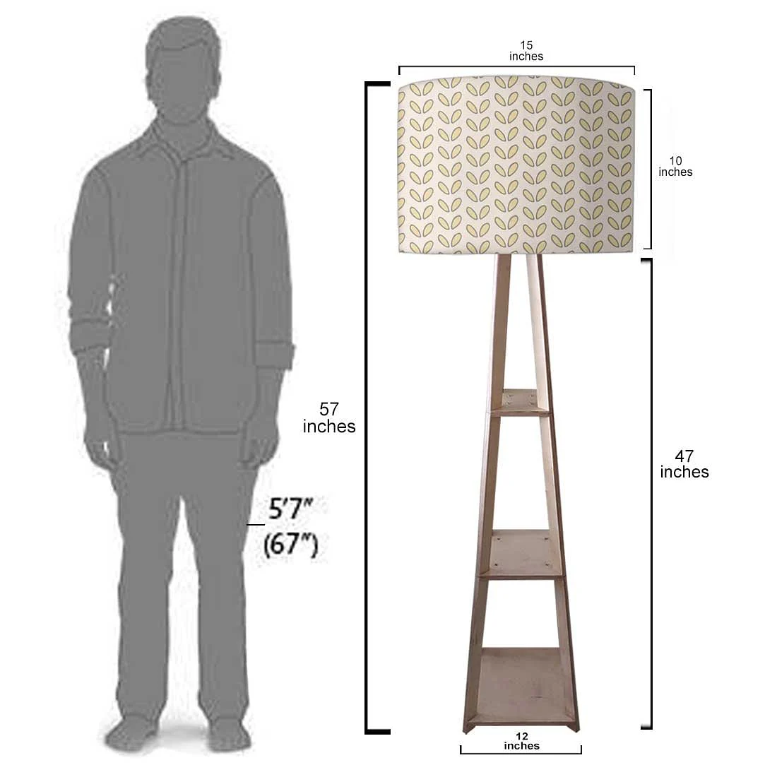 Floor Standing Lamps - Flower Buds Yellow Pattern - Image 7