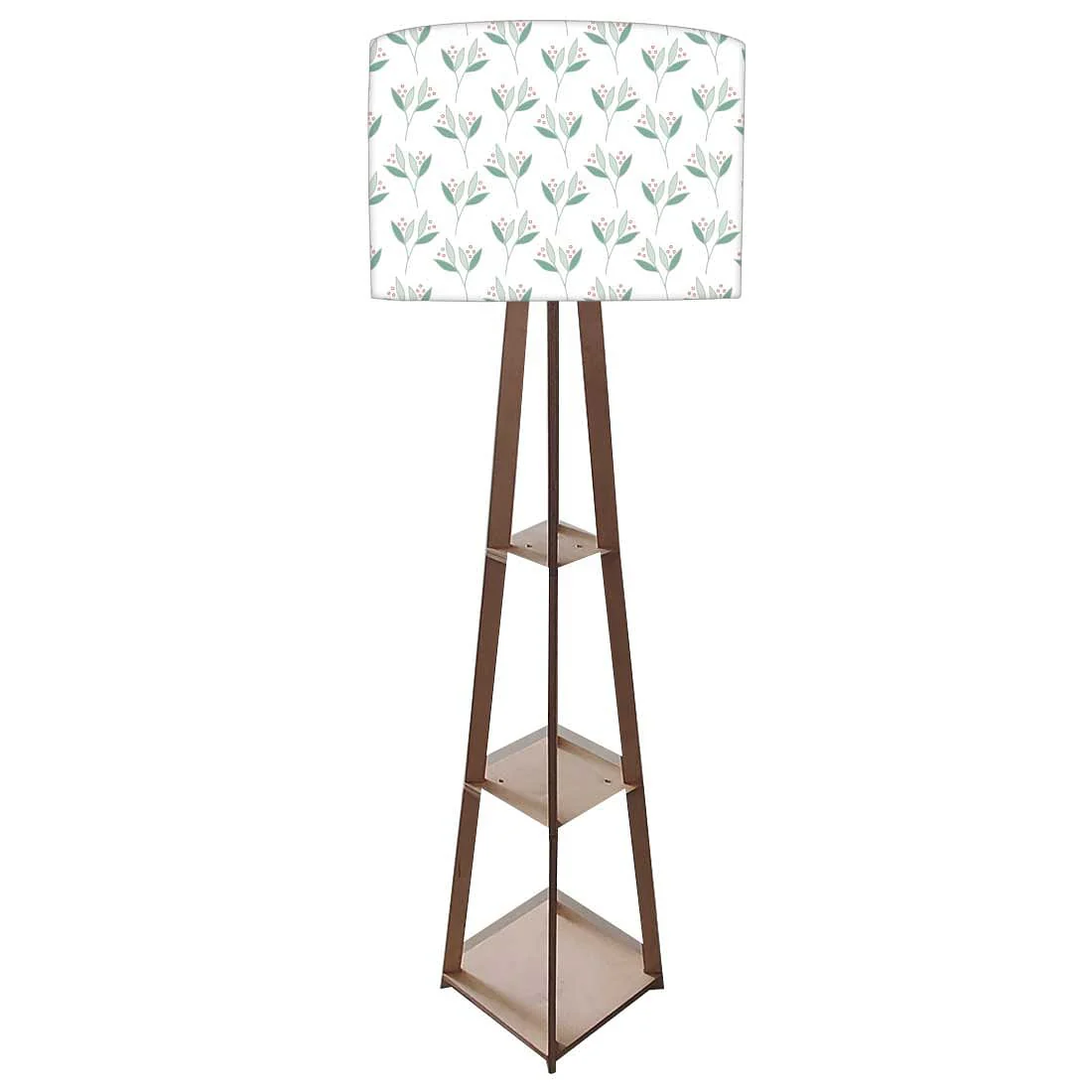 Standing Wooden Tripod Light - Green Flowers - Image 4