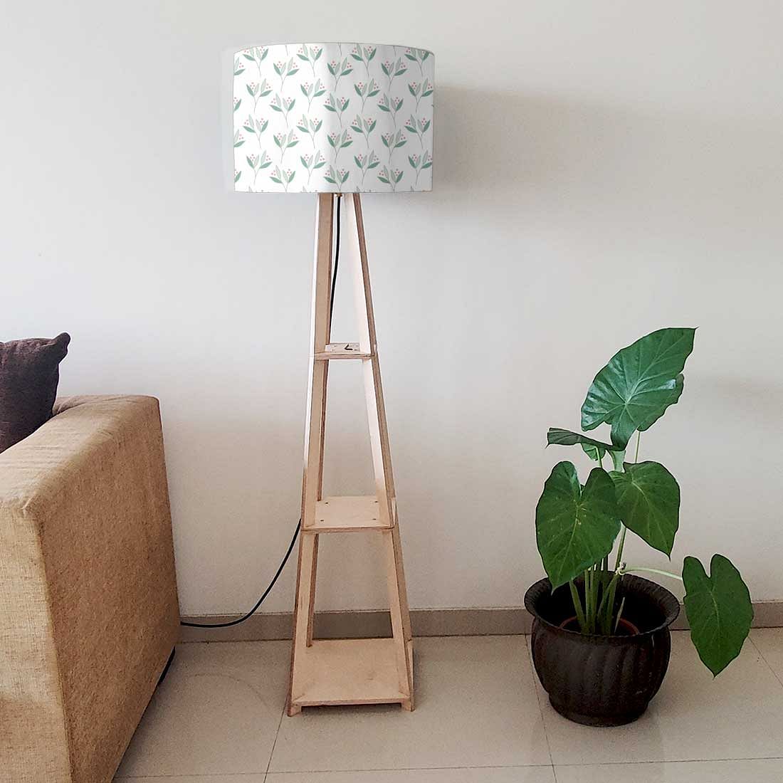 Standing Wooden Tripod Light - Green Flowers - Image 6
