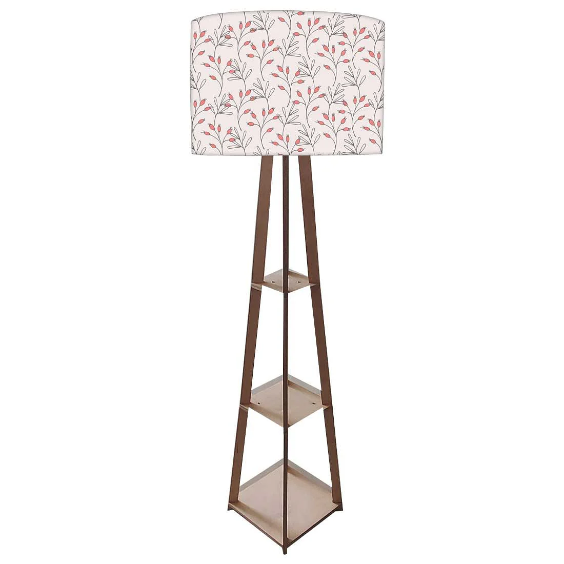 Wooden Tripod Floor Lamp - Red Flowers - Image 4
