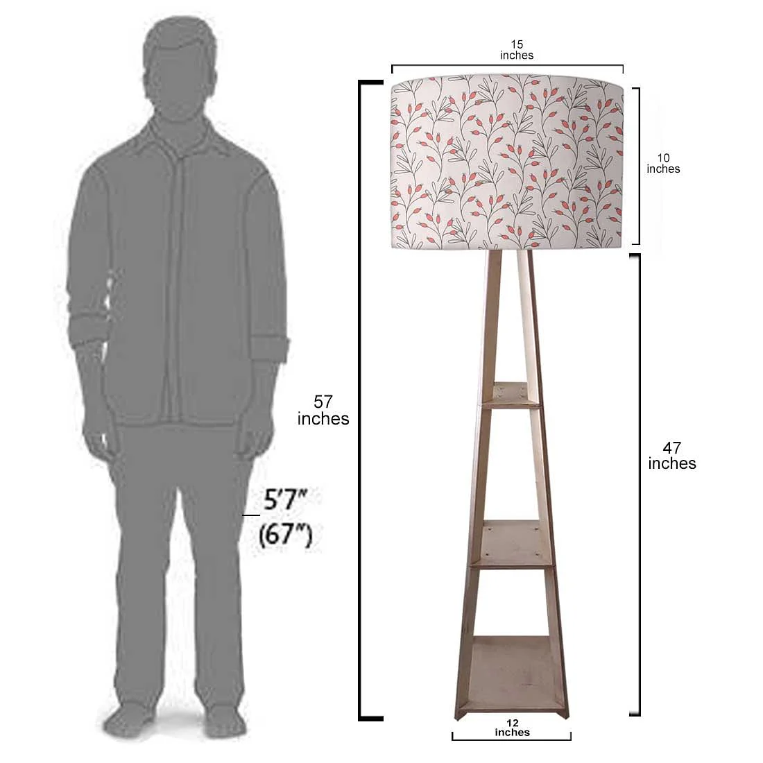 Wooden Tripod Floor Lamp - Red Flowers - Image 7