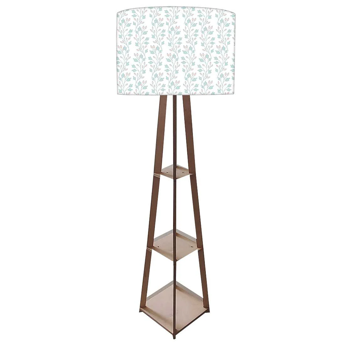 Large Wooden Floor Lamp - White Flowers - Image 4