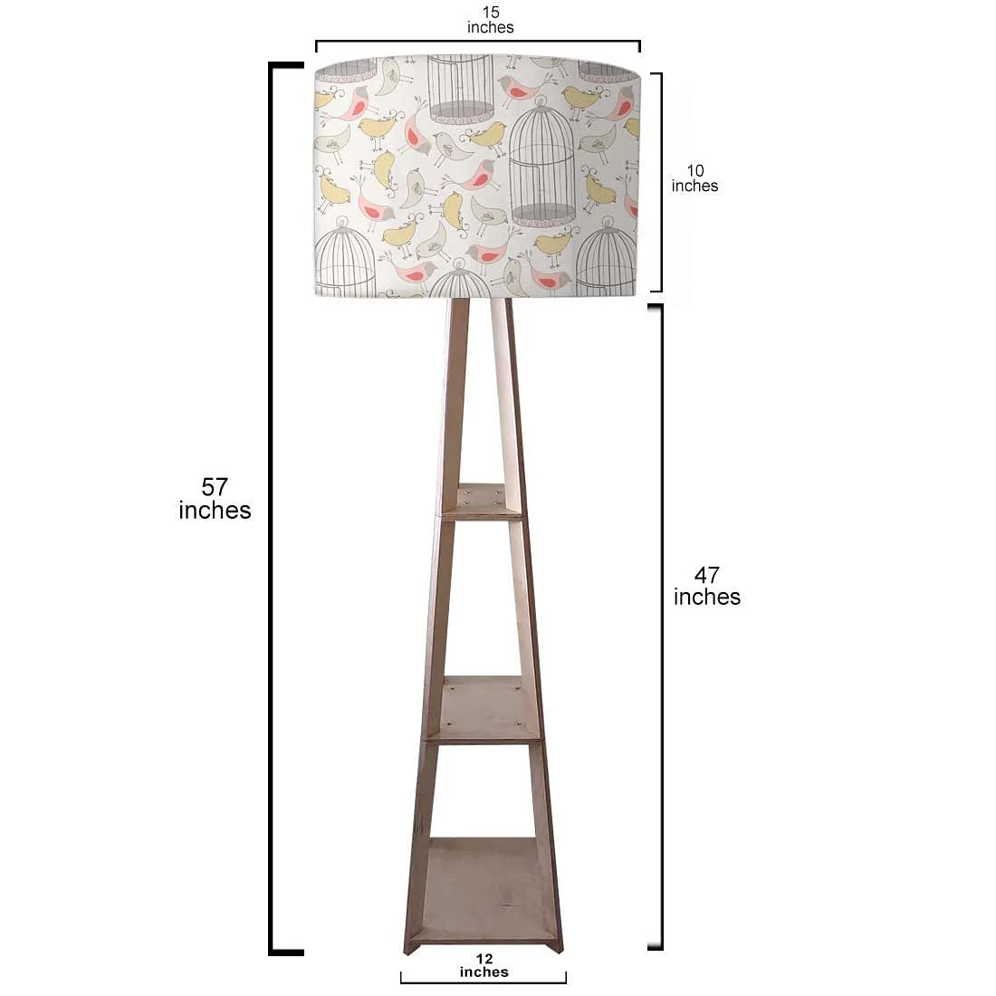 Tall Wooden Standing Lamps - Vintage Bird Cage - Image 3