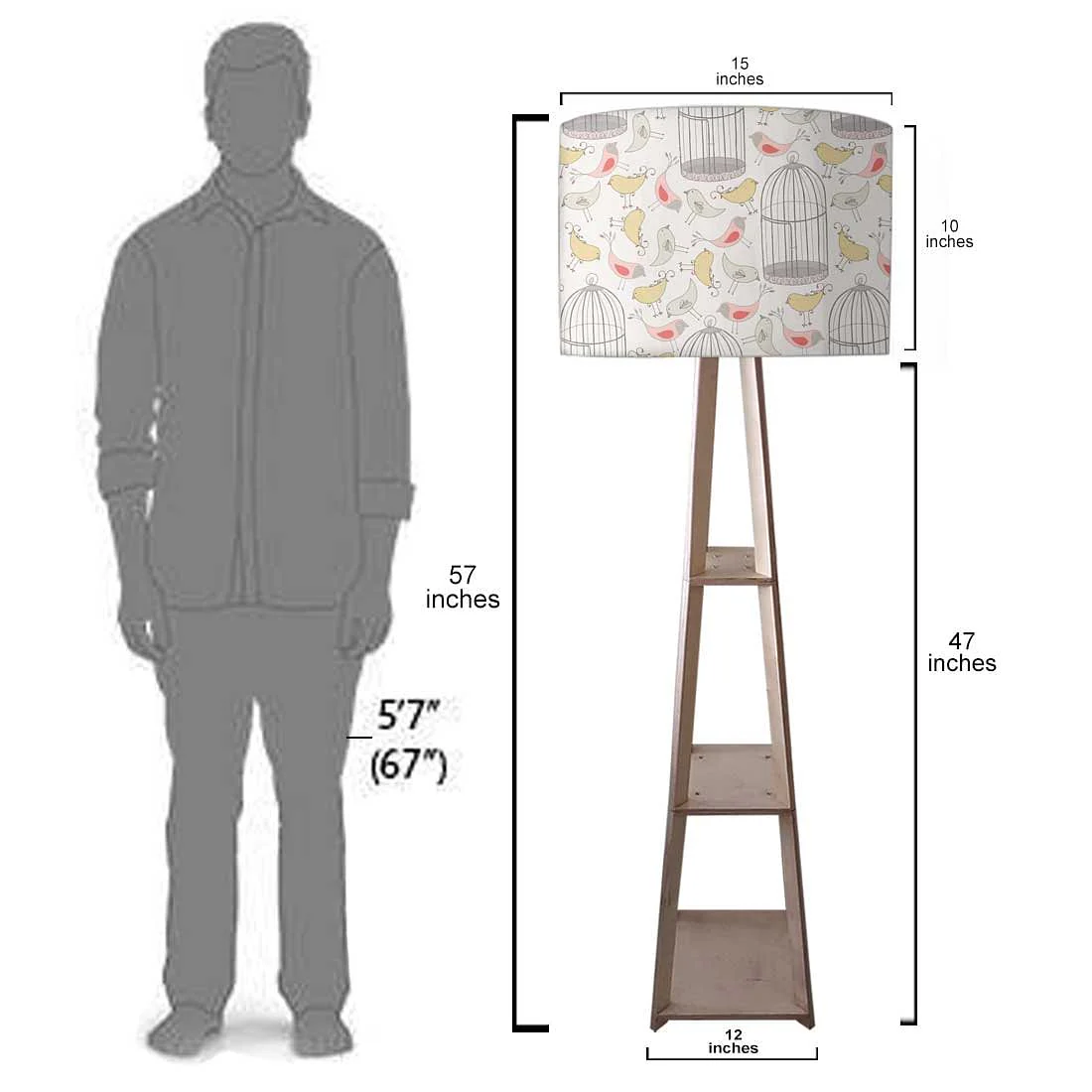 Tall Wooden Standing Lamps - Vintage Bird Cage - Image 7