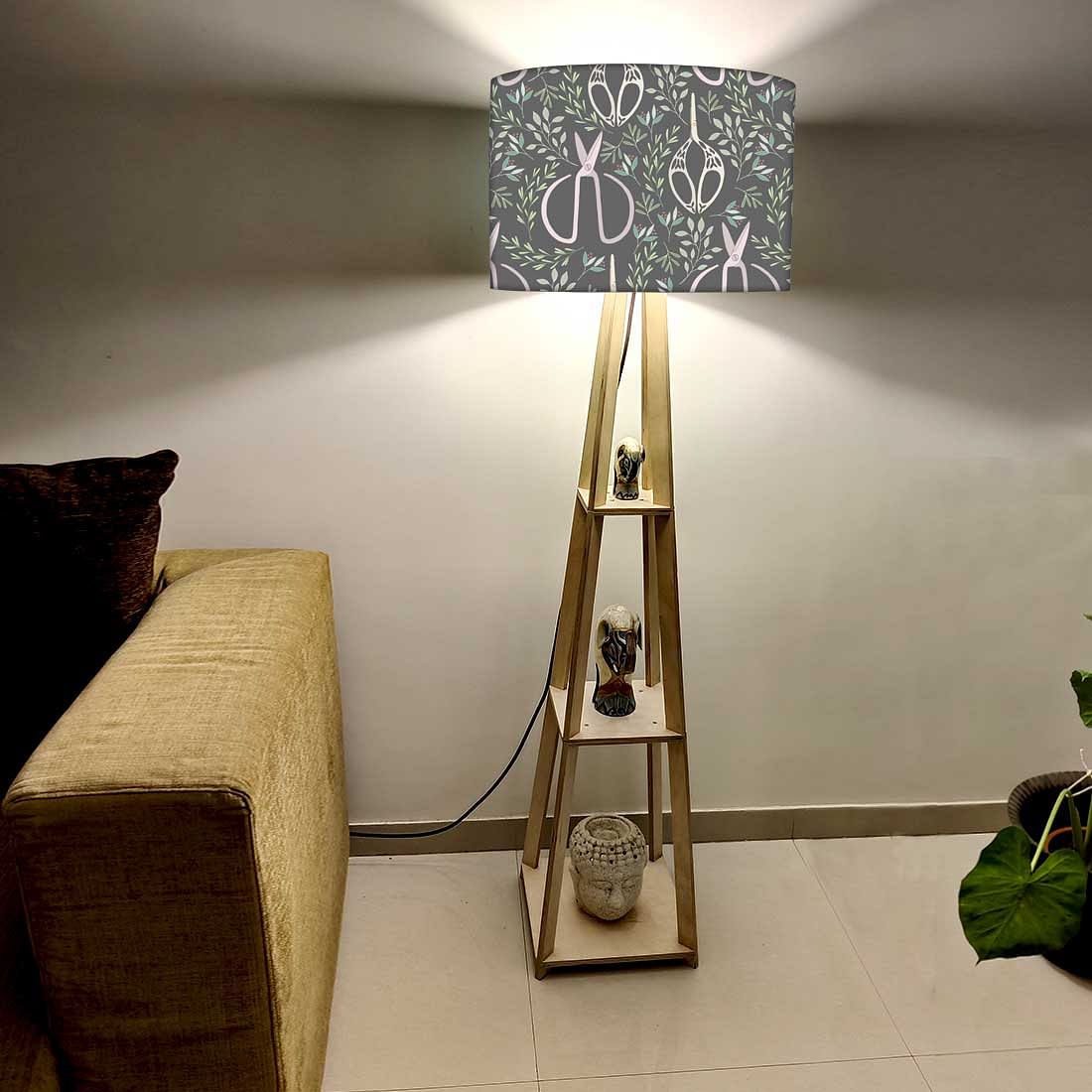 Wooden Corner Lamps with Shelves - Leaves Scissors - Image 2