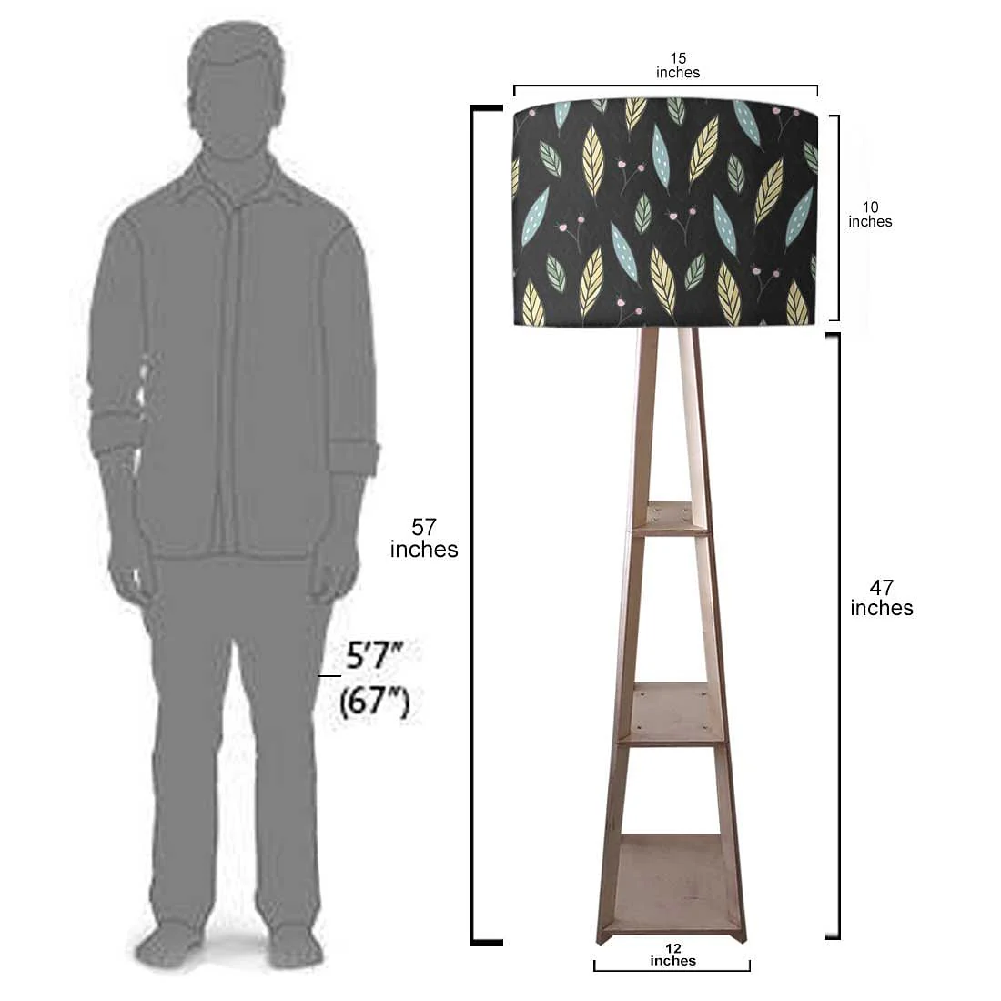 Wooden Column Floor Lamp for Bedside Light - Wheat Leaves - Image 7