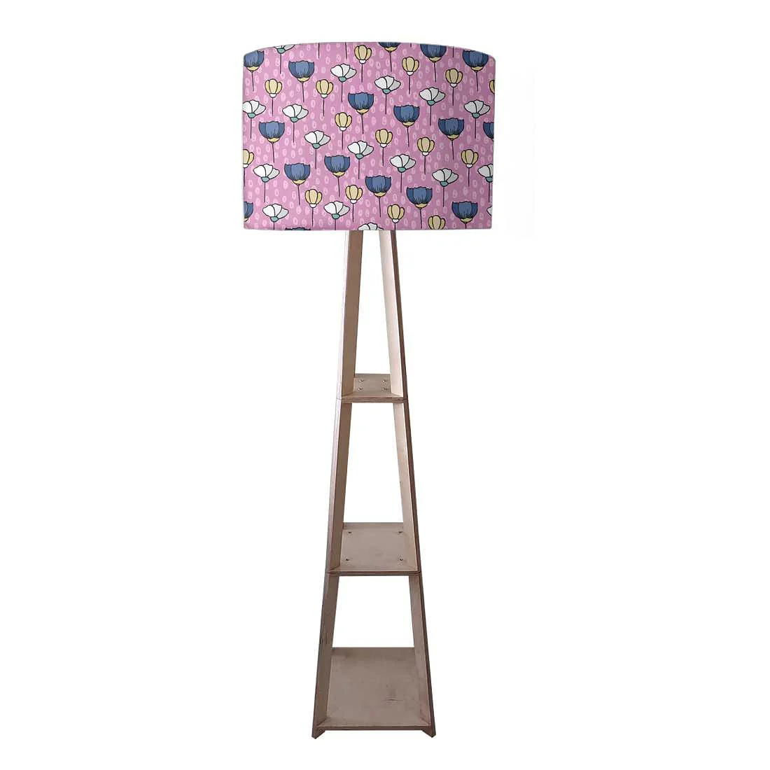 Wooden Corner Floor Lamp with Shelf - Sweet Flowers - Image 3