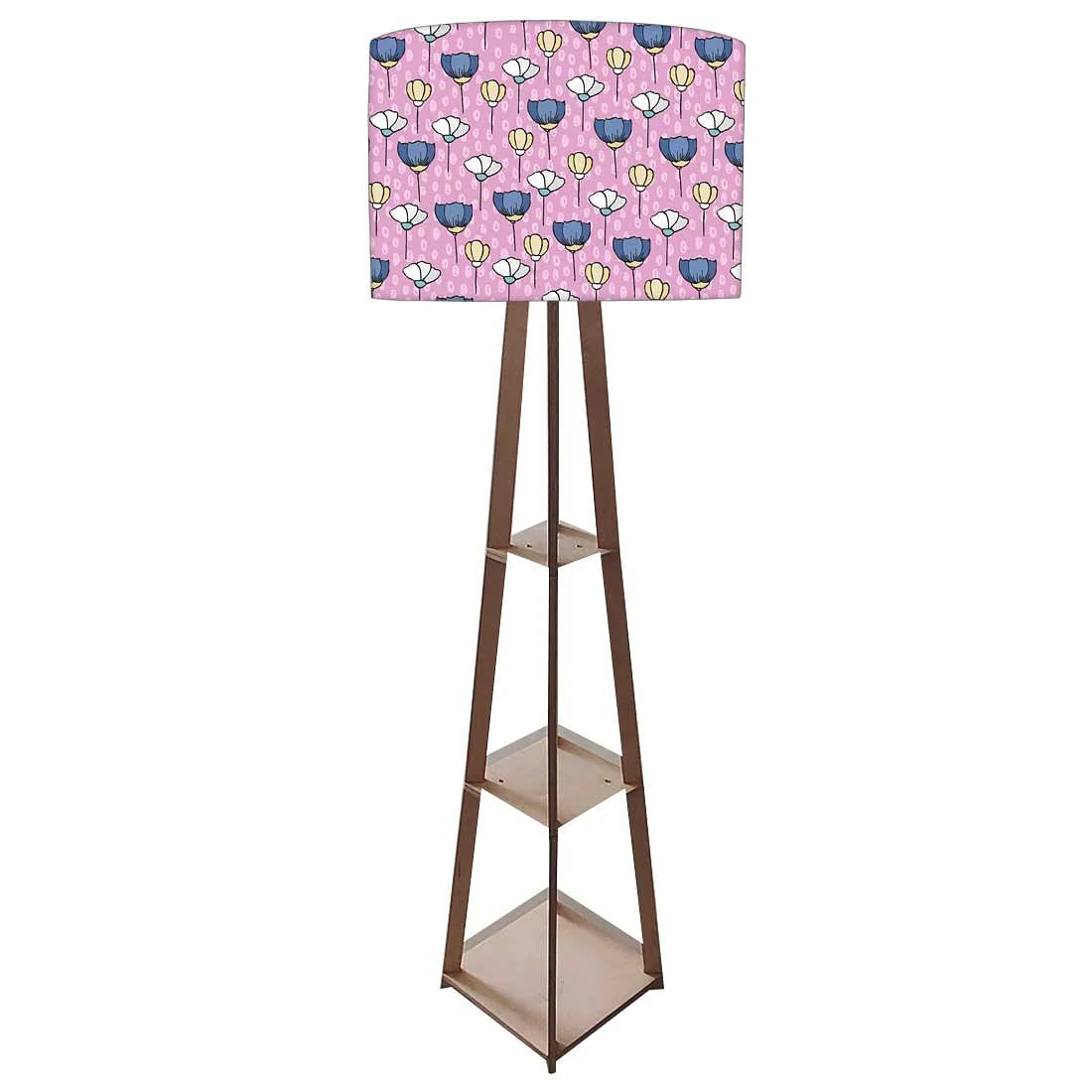 Wooden Corner Floor Lamp with Shelf - Sweet Flowers - Image 5