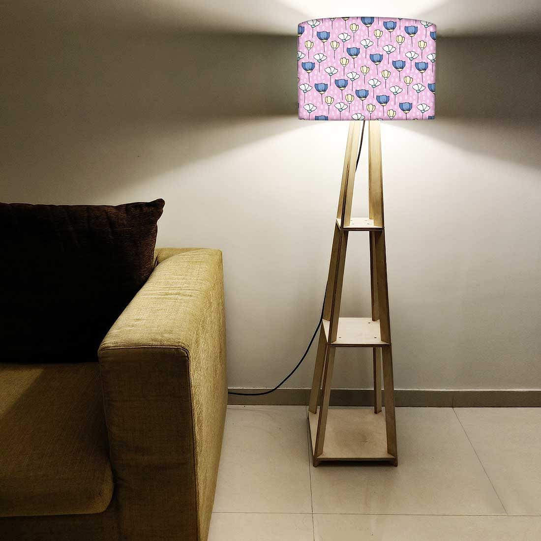Wooden Corner Floor Lamp with Shelf - Sweet Flowers - Image 6