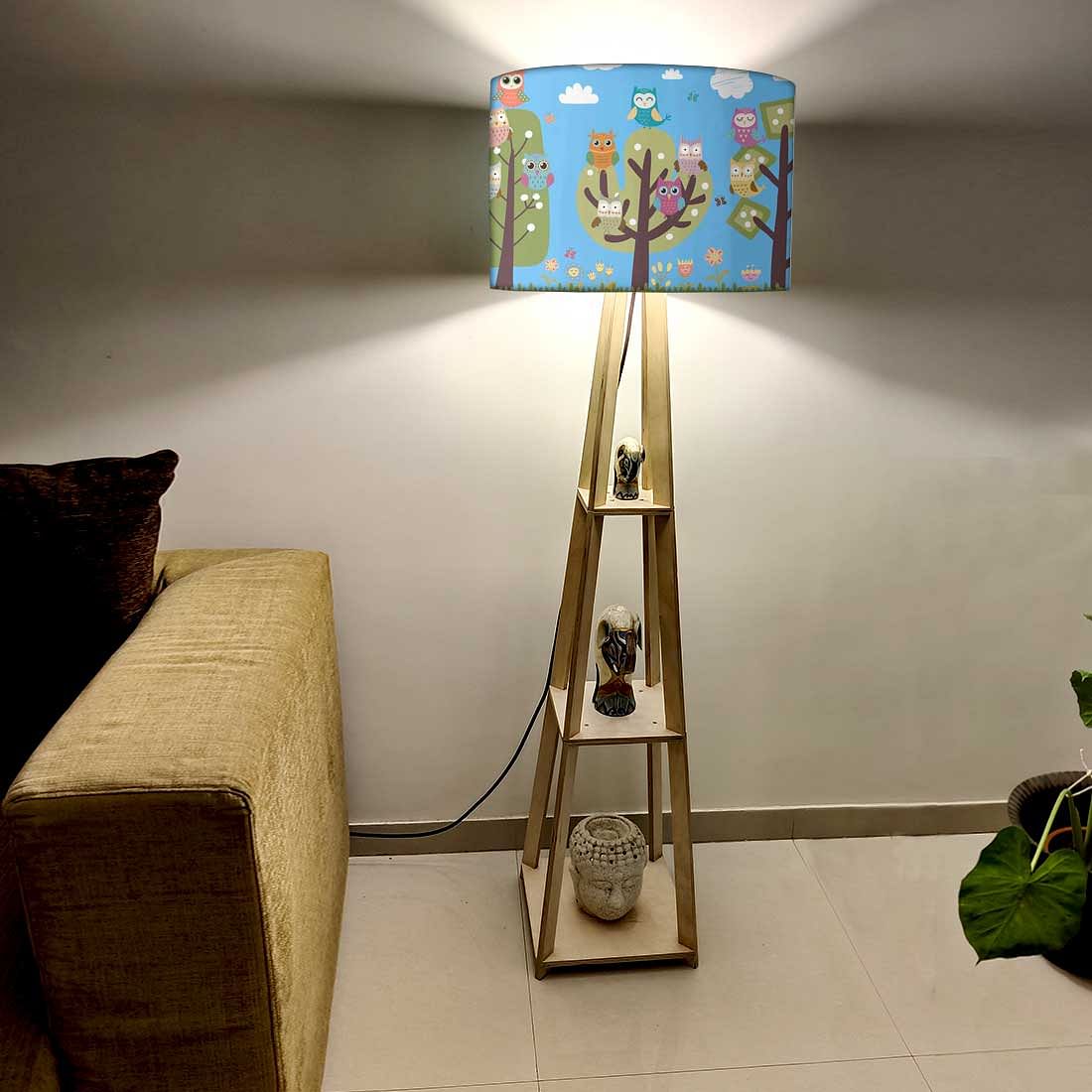 Children Standing Wooden Tripod Light Lamps- Owl and Tree - Image 2