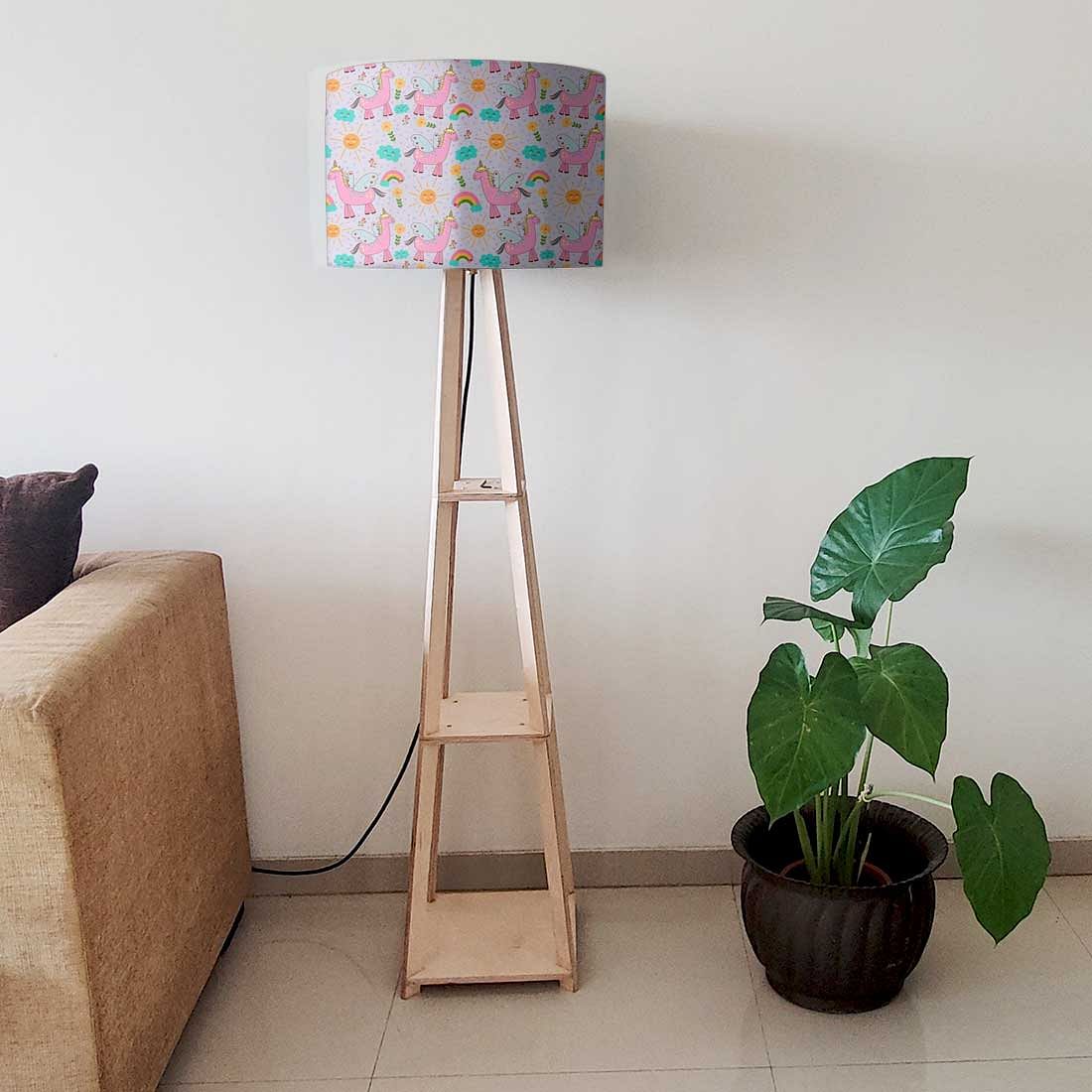 Small Wooden Floor Lamp - Pink Unicorn and Rainbow - Image 6