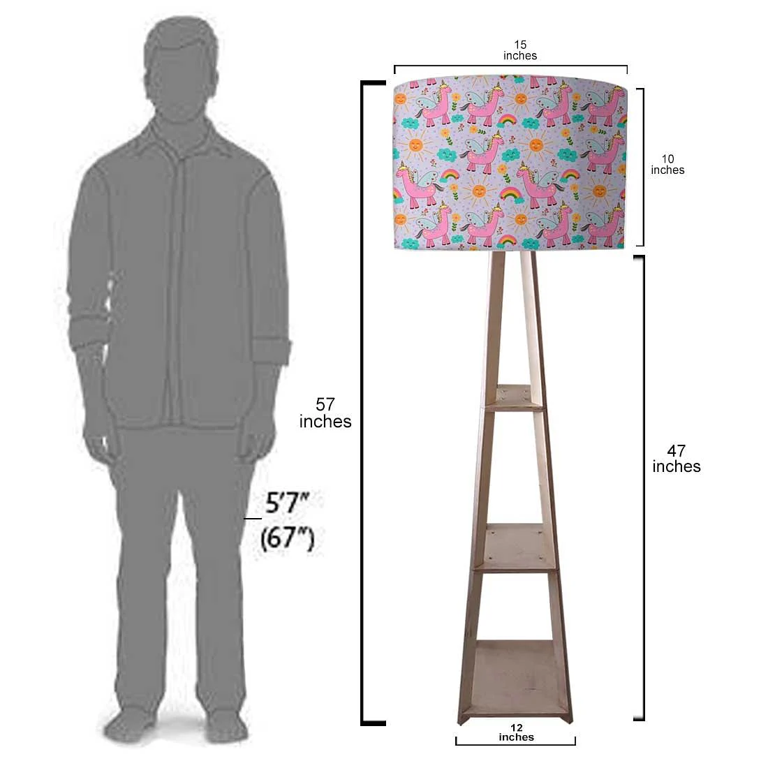 Small Wooden Floor Lamp - Pink Unicorn and Rainbow - Image 7