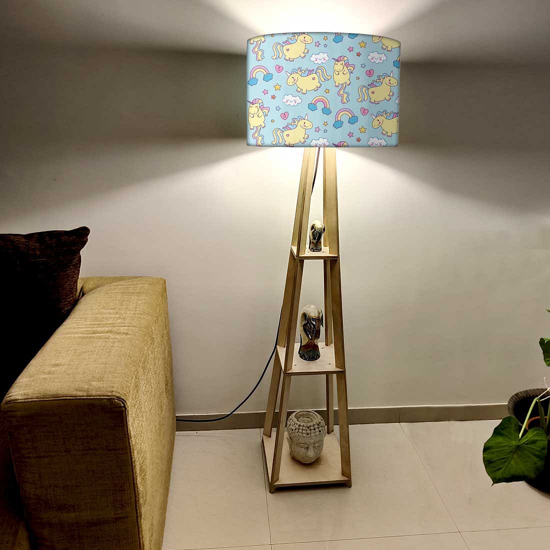 Tall Wooden Standing Lamps - Yellow Unicorn - Image 2